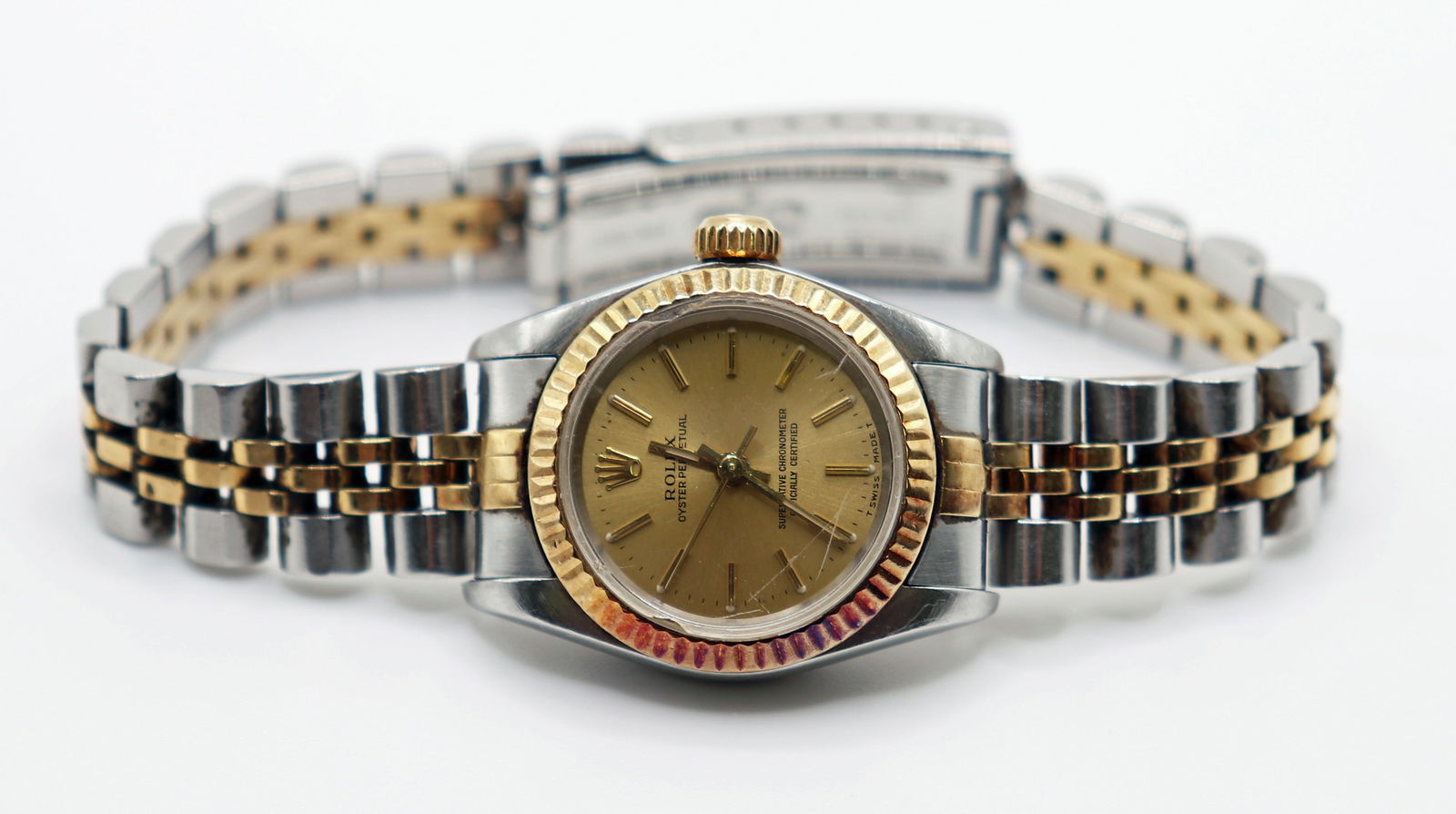 ROLEX OYSTER PERPETUAL STAINLESS & GOLD WRISTWATCH (1 of 5)
