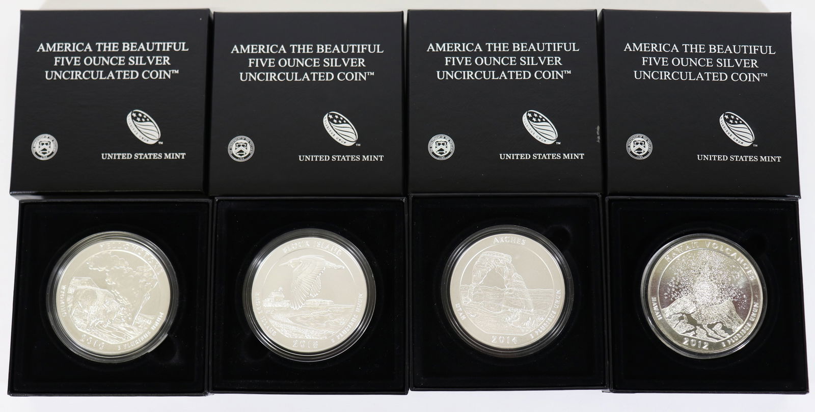 (4) AMERICA THE BEAUTIFUL 5 OZ 999 SILVER COINS (1 of 3)