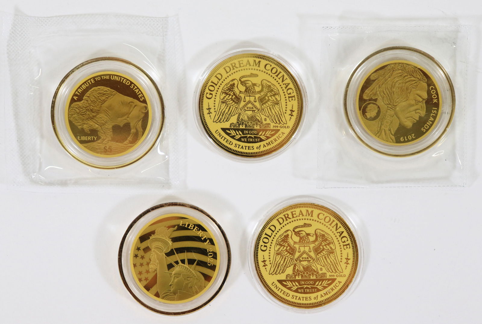 (5) GOLD COINS - LIBERTY ST. GAUDENS COOK ISLANDS (1 of 2)