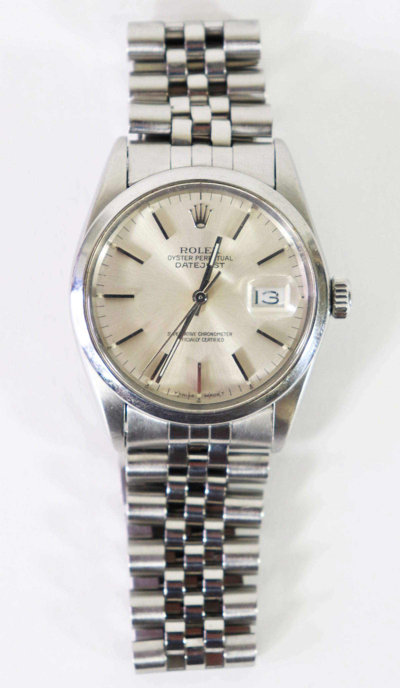 MEN'S STAINLESS STEEL OYSTER PERPETUAL ROLEX WATCH: Circa 1986 men's stainless steel Oyster Perpetual Datejust Rolex wristwatch.