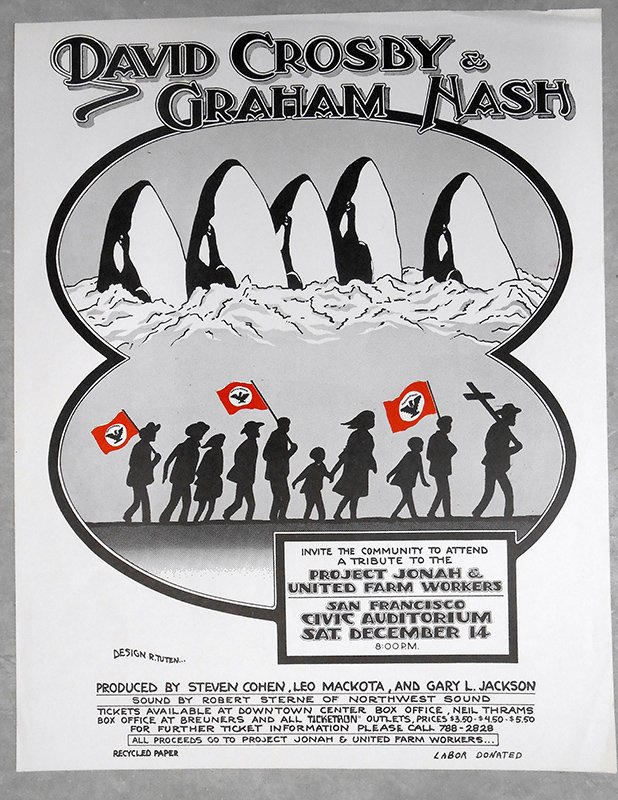 DAVID CROSBY & GRAHAM NASH POSTER: 1974 Offset lithograph by Randy Tuten. Measures 17 1/2" x 13 3/4"