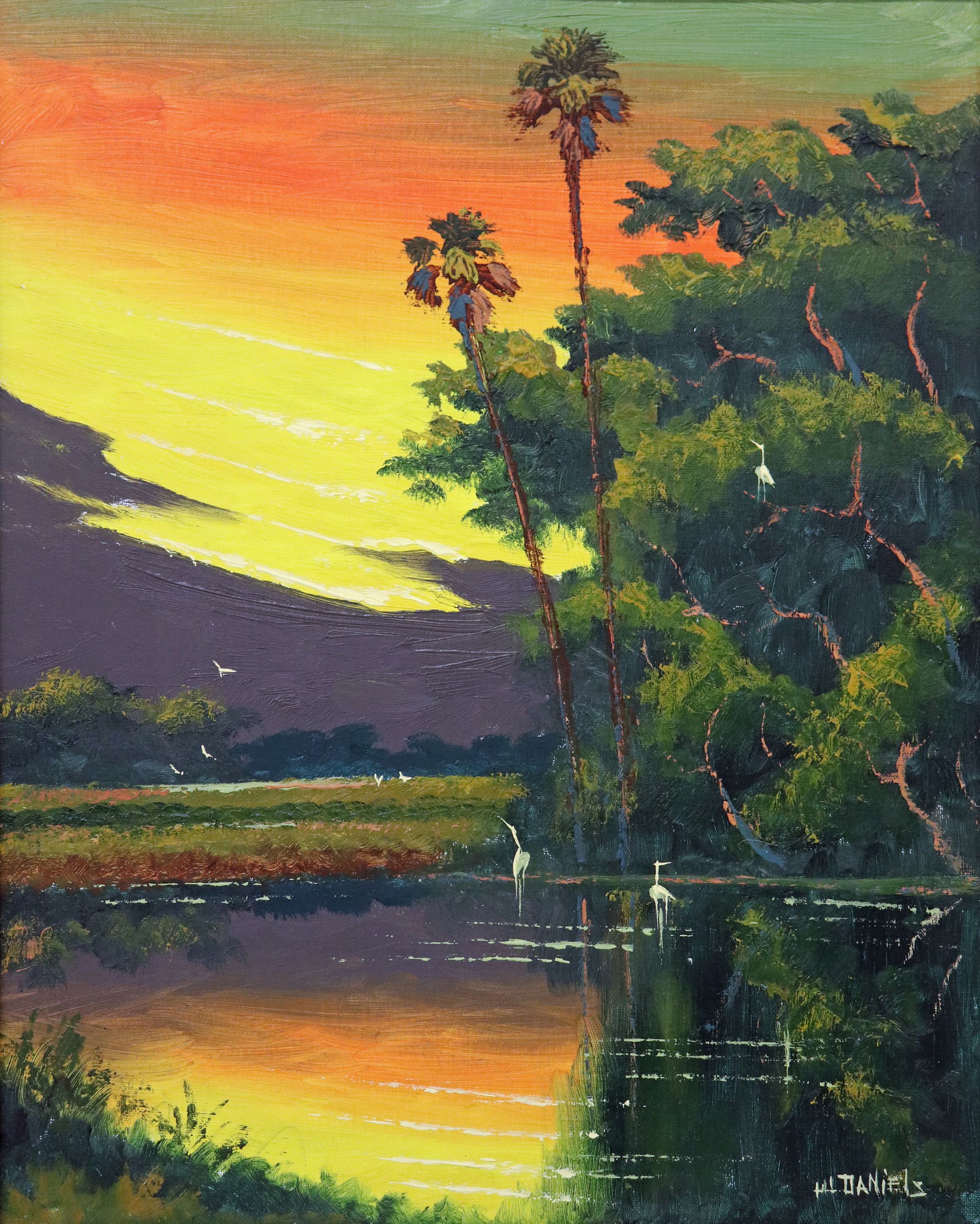 WILLIE DANIELS FIRE SKY SUNSET HIGHWAYMEN PAINTING (1 of 5)