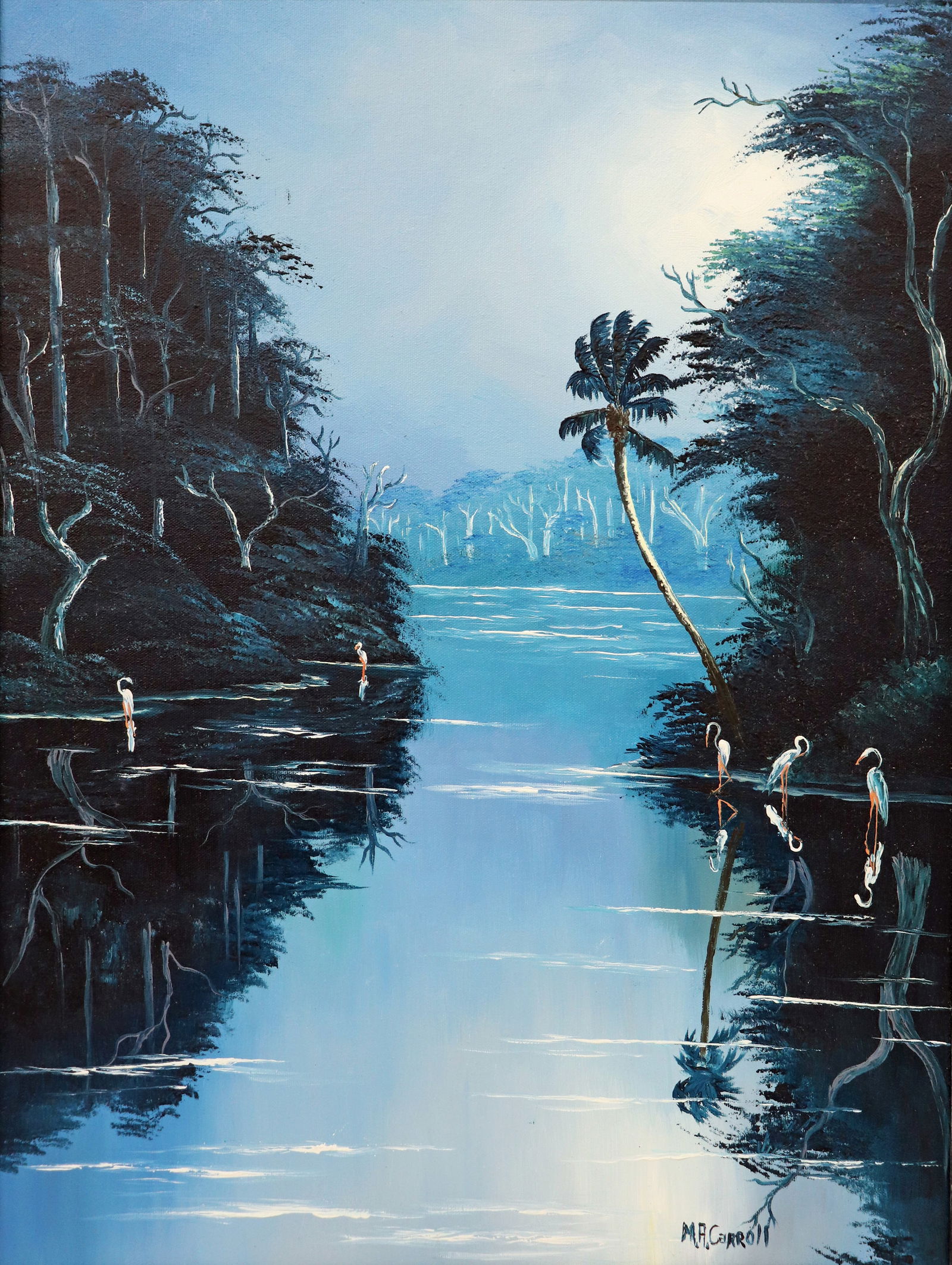 MARY ANN CAROLL NIGHT RIVER HIGHWAYMEN PAINTING (1 of 6)