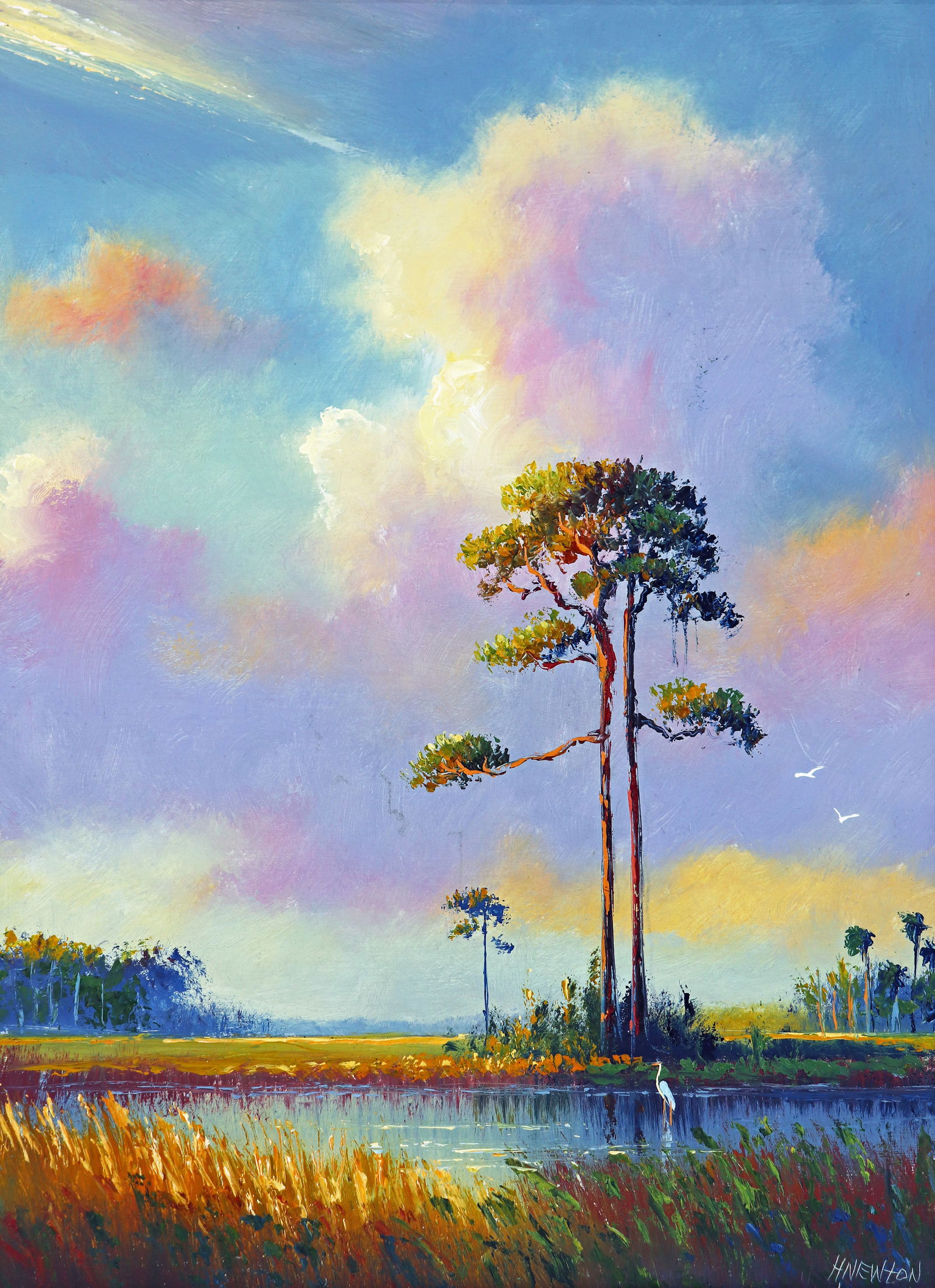 HAROLD NEWTON COLORFUL PINE HIGHWAYMEN PAINTING (1 of 5)
