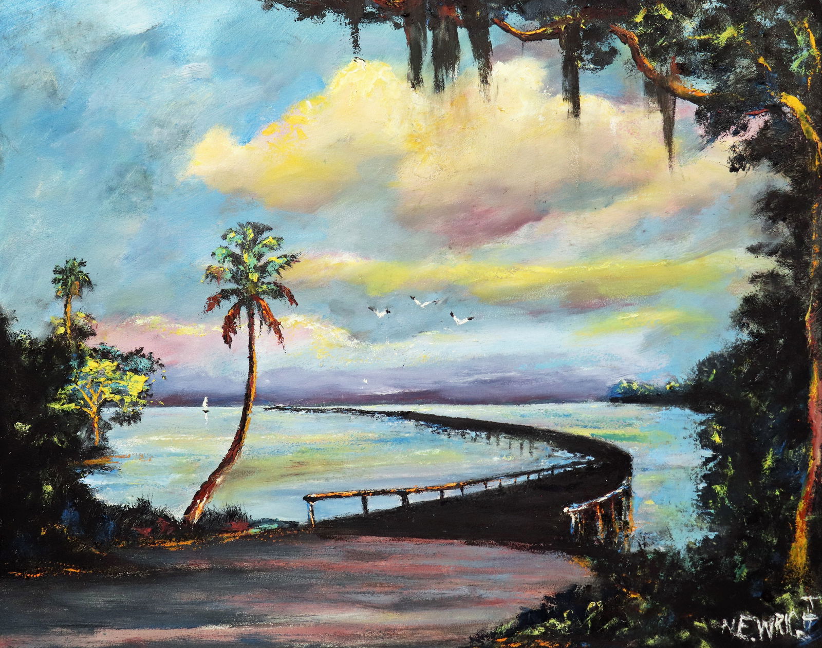NORMAN WRIGHT WABASSO BRIDGE FLORIDA PAINTING (1 of 5)