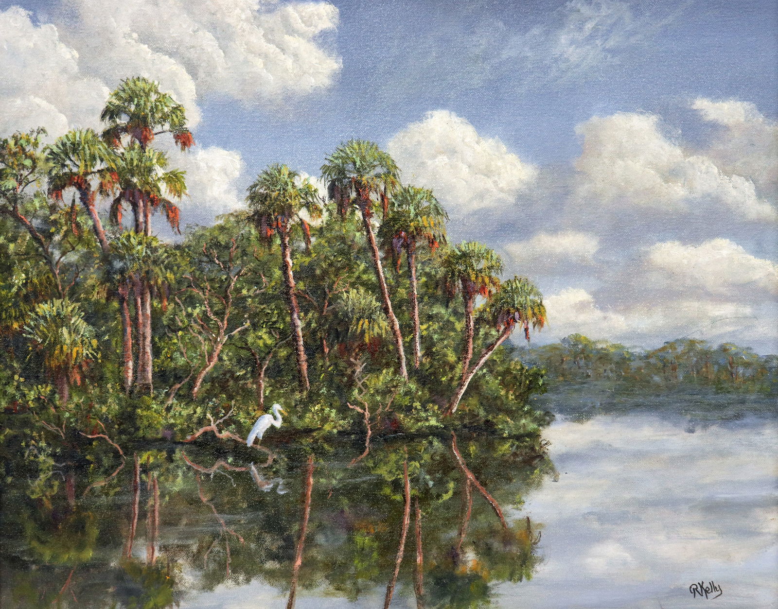 RICK KELLY PALMS ALONG THE RIVER FLORIDA PAINTING (1 of 5)