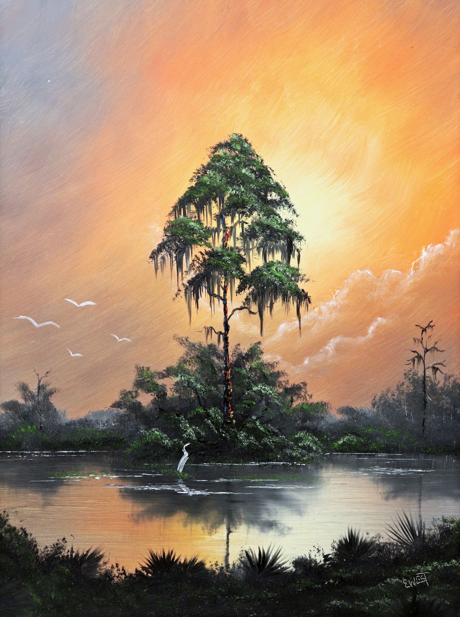WEST EVANS FLORIDA TALL PINE AT SUNSET PAINTING (1 of 5)