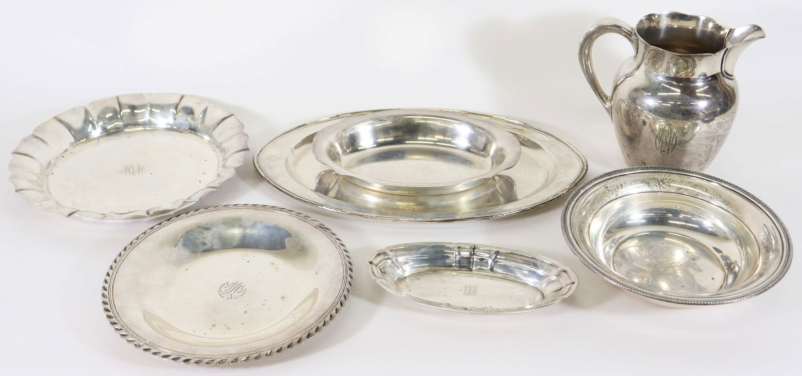 AMERICAN STERLING SILVER PLATTER, BOWLS, & PITCHER (1 of 3)