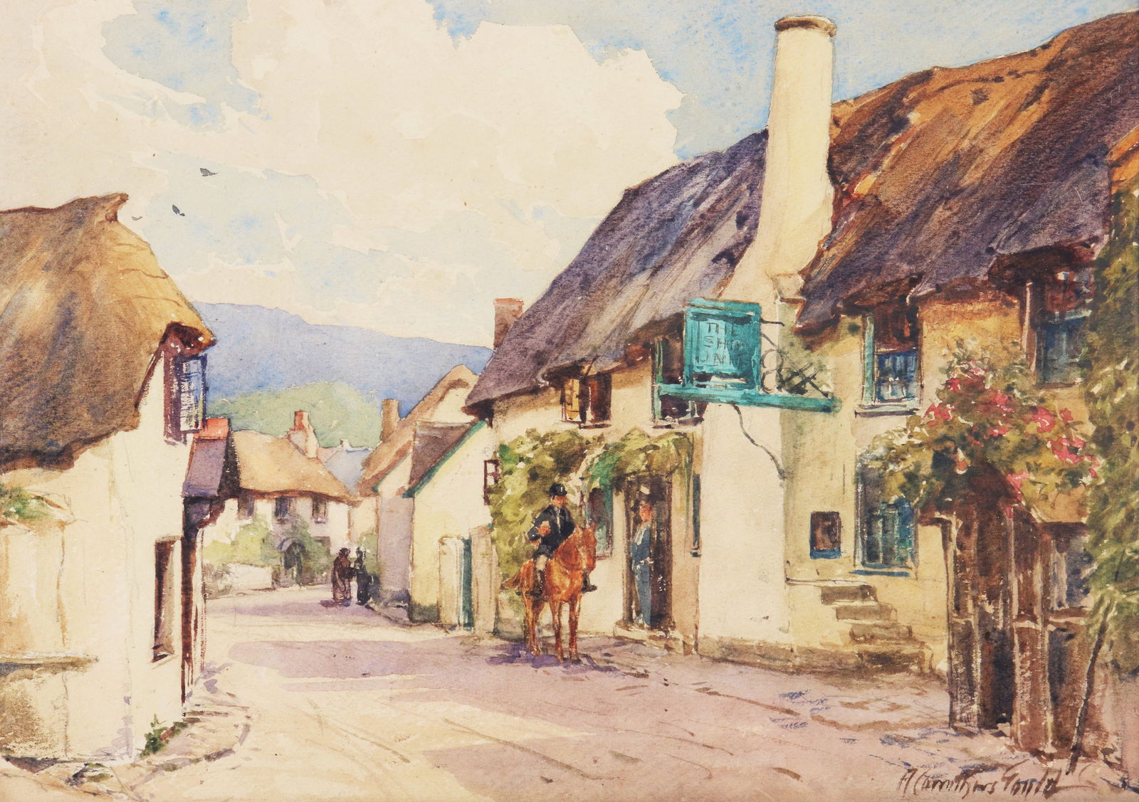A CARRUTHERS GOULD ENGLISH VILLAGE WATERCOLOR (1 of 5)