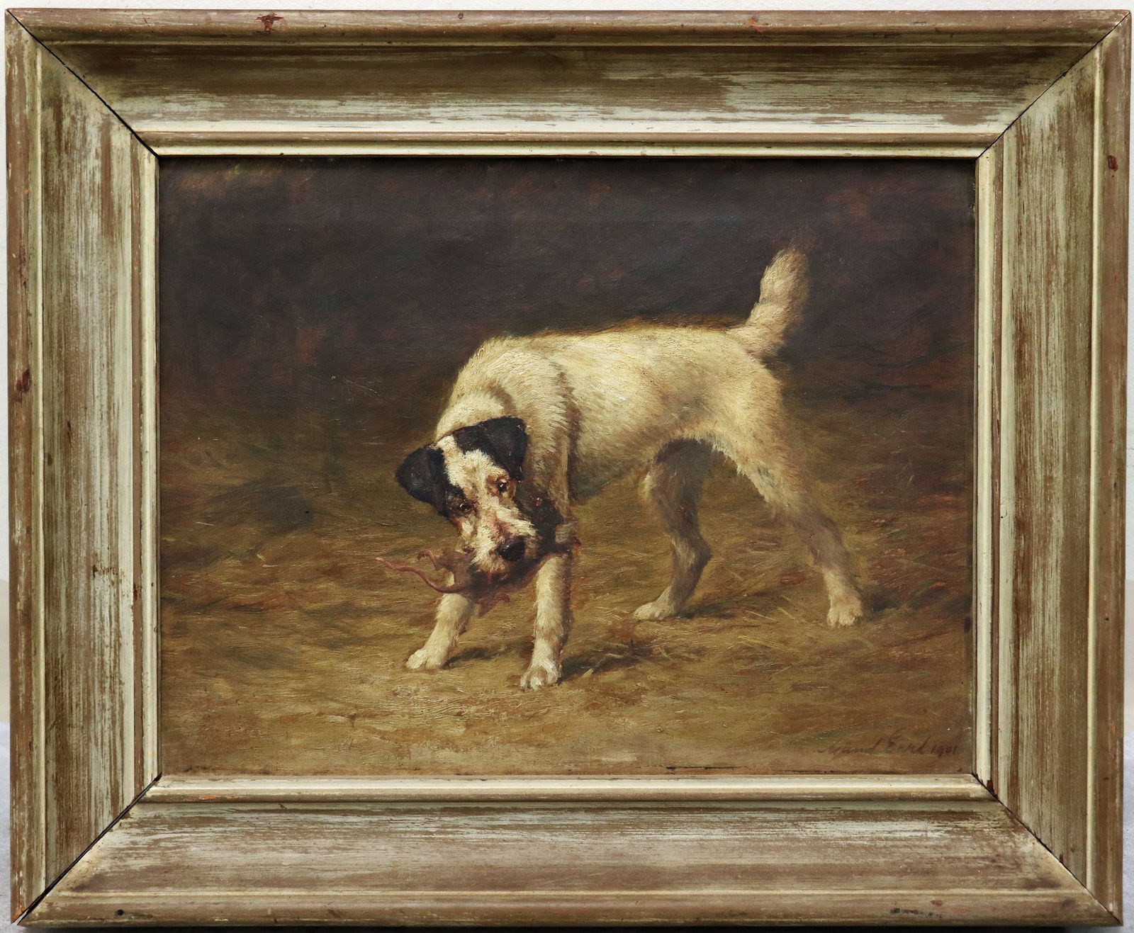 MAUD EARL OIL ON CANVAS TERRIER AT WORK (1 of 4)