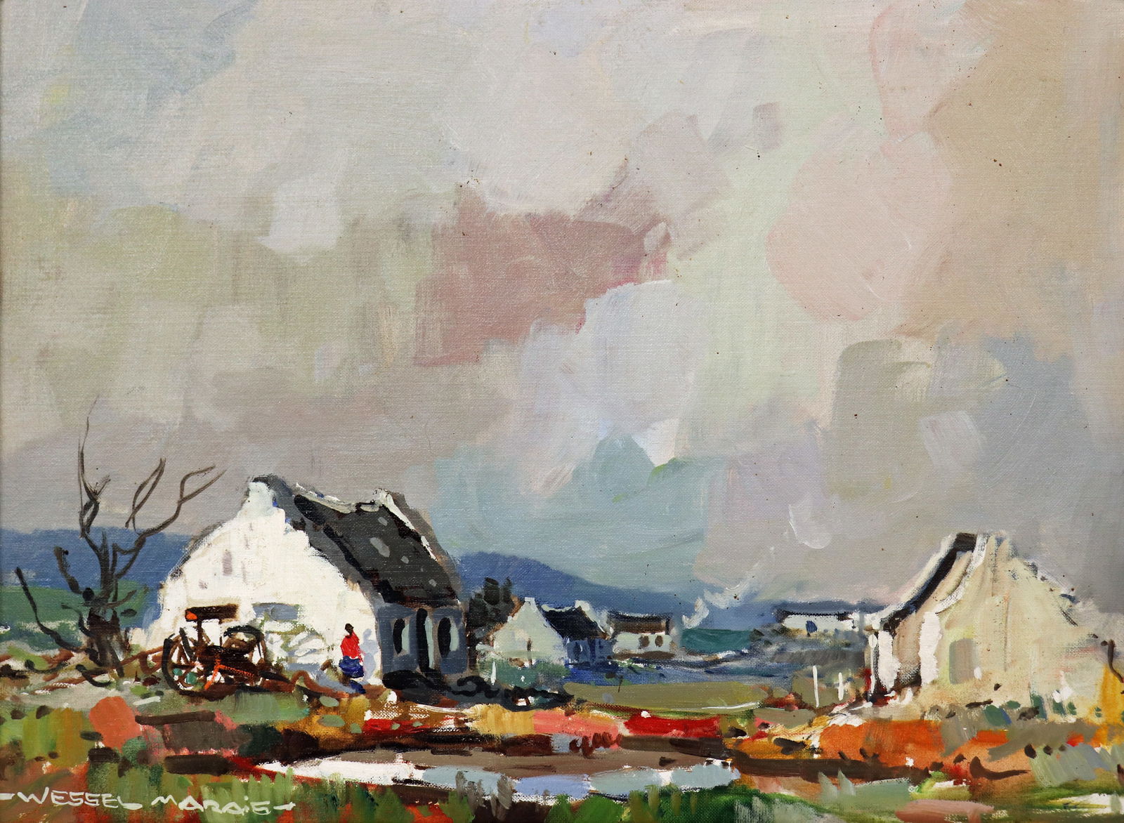 WESSEL MARAIS OIL ON BOARD "VILLAGE WINTER" (1 of 4)