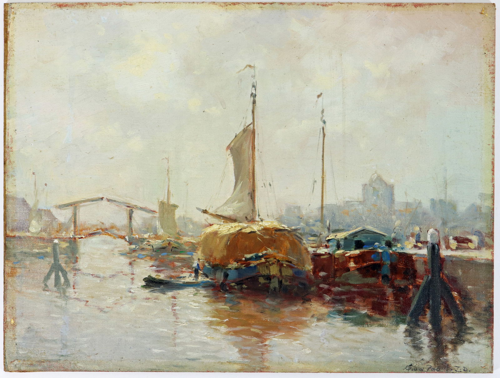 EUROPEAN HARBOR PAINTNIG - ILLEGIBLY SIGNED (1 of 6)