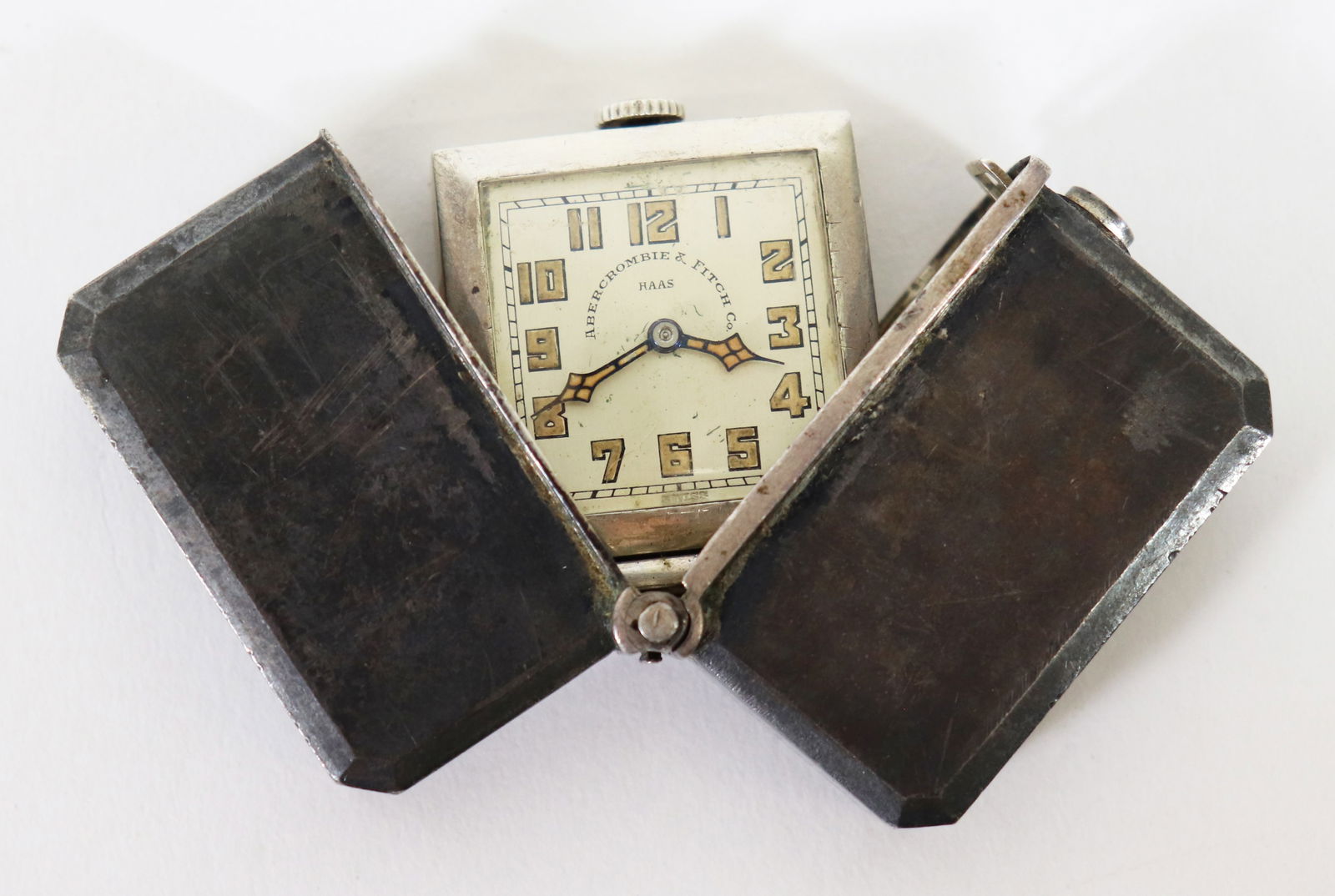 VINTAGE ABERCROMBIE & FITCH SILVER TRAVEL CLOCK (1 of 5)