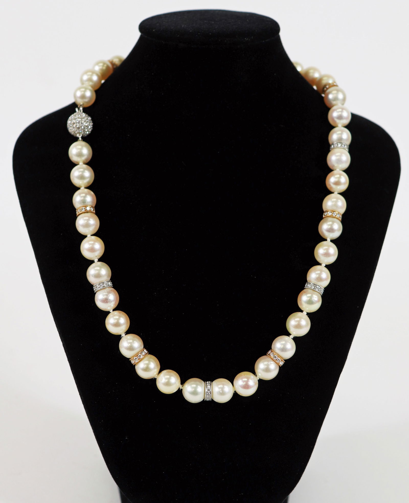 17" CULTURED PEARL & DIAMOND NECKLACE (1 of 4)