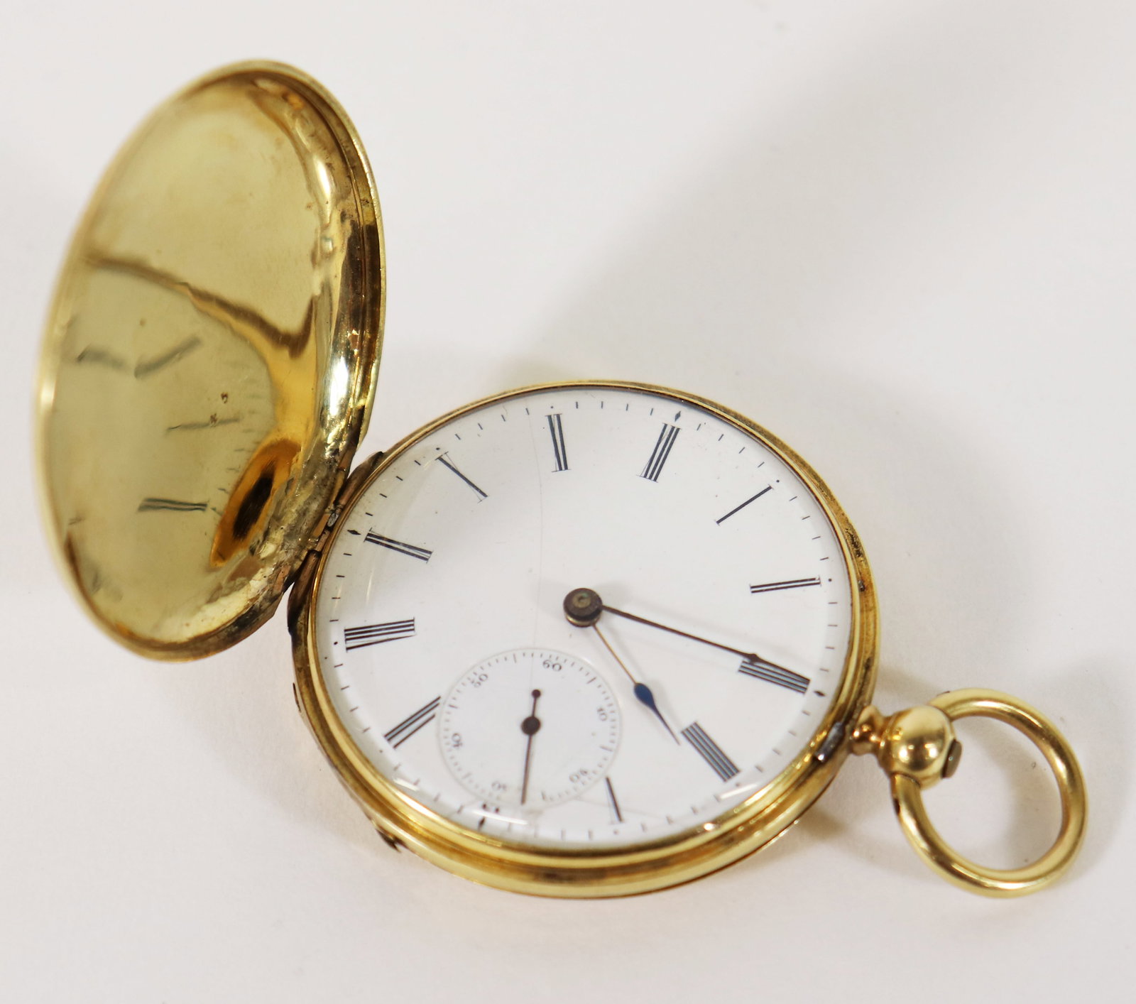 E. FRANCILLION 18K GOLD POCKET WATCH: Antique Earnest Francillion 18K yellow gold case pocketwatch with key. Case measures 1.5" wide.