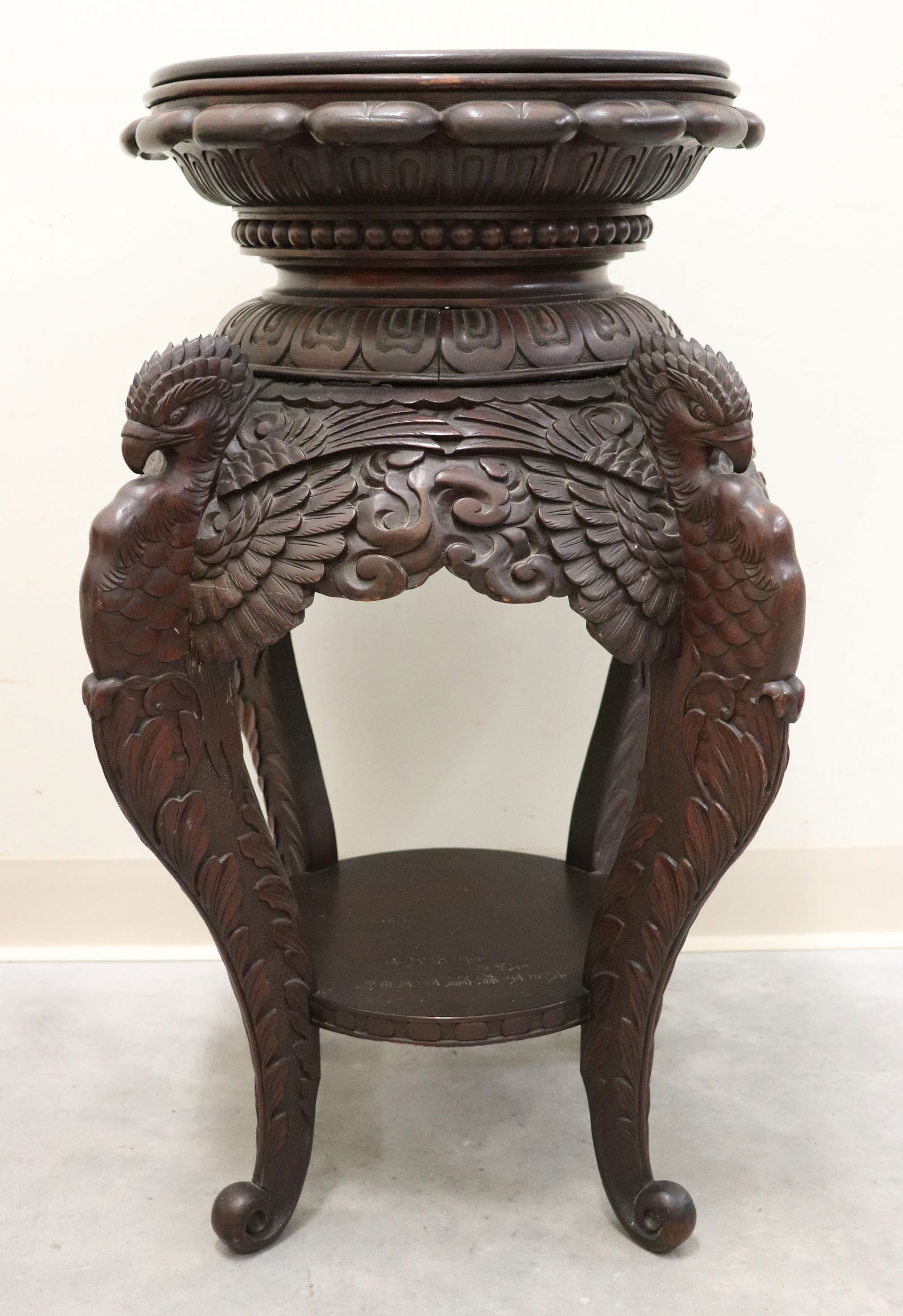 JAPANESE CARVED WOOD GRIFFIN PLANT STAND (1 of 4)