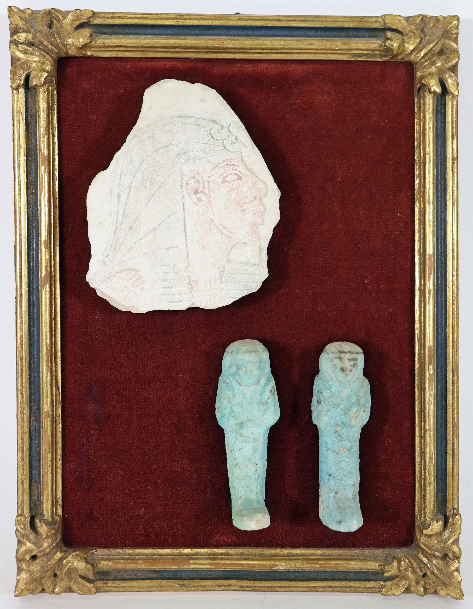 (3) EGYPTIAN ARTIFACTS MOUNTED AND FRAMED (1 of 3)