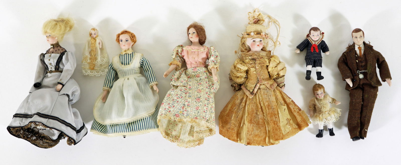 (8) ARTISAN BISQUE MINIATURE DOLLHOUSE DOLLS (1 of 3)