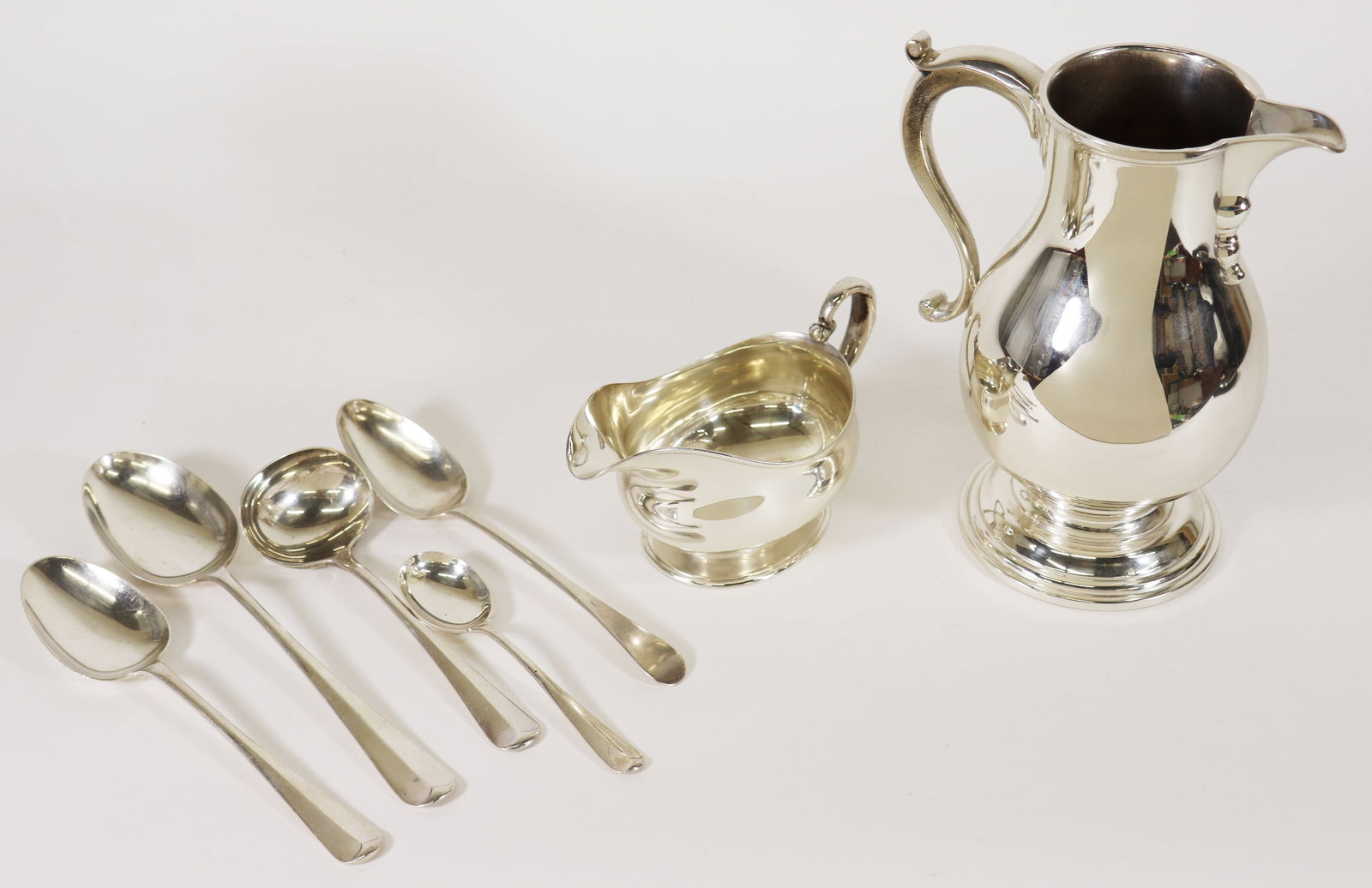 TIFFANY STERLING PITCHER, CREAMER & MISC. FLATWARE (1 of 6)