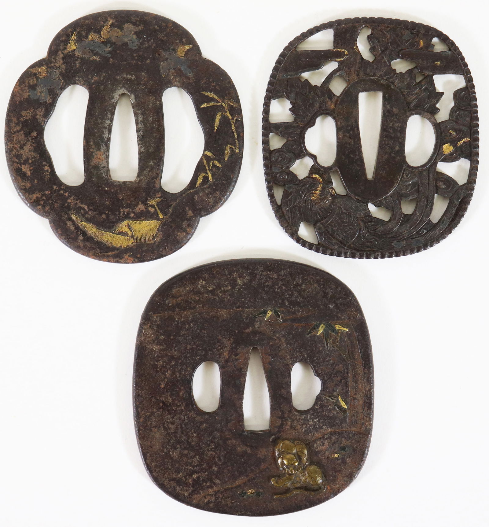 (3) JAPANESE TSUBA SAMURAI SWORD GUARDS - ANIMALS (1 of 2)