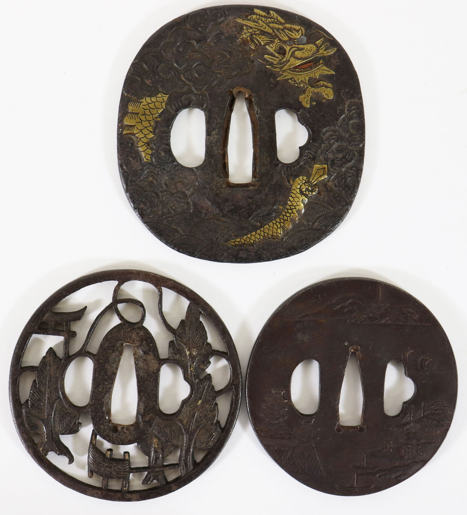 (3) JAPANESE TSUBA SAMURAI SWORD GUARDS (1 of 3)
