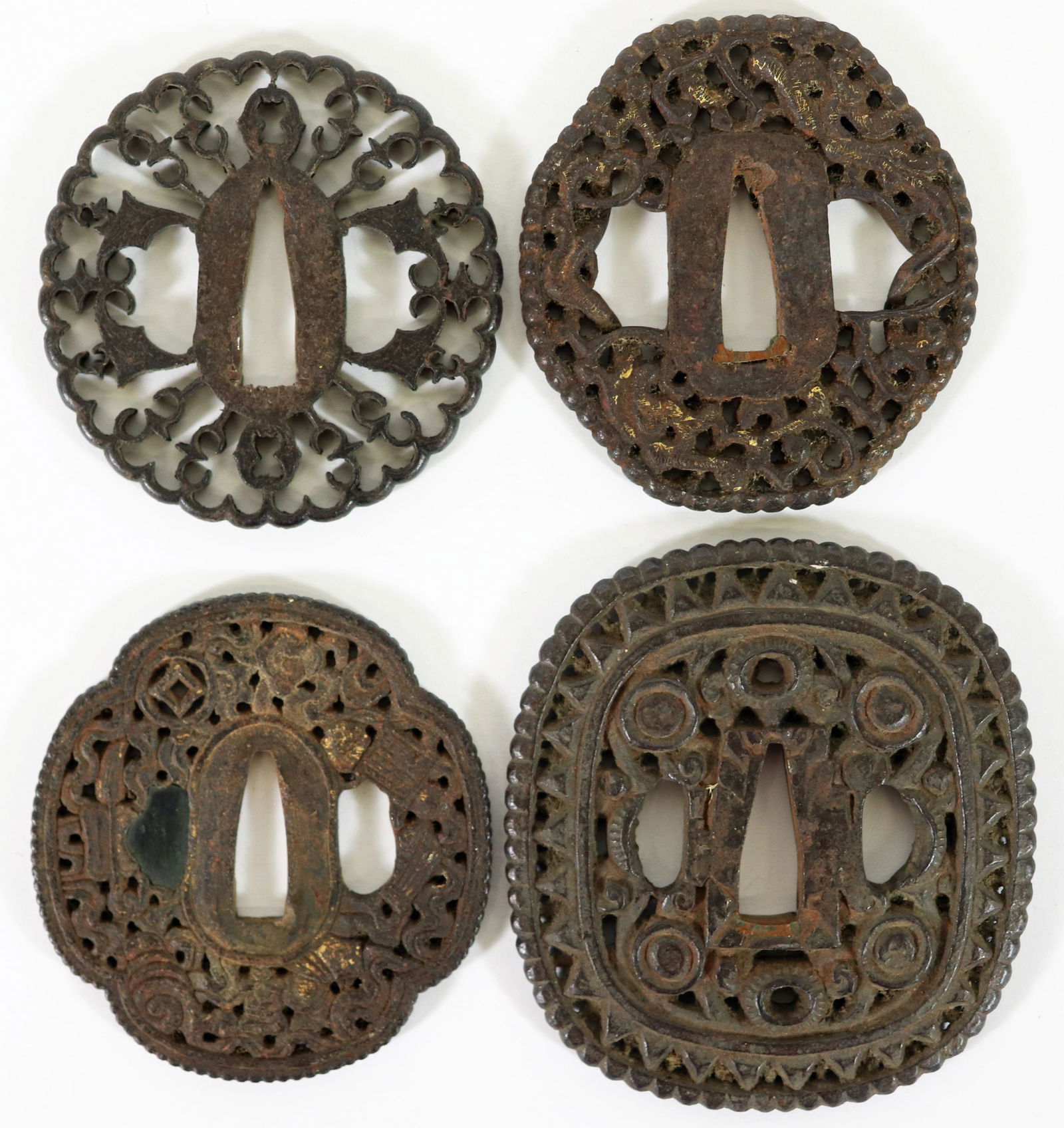 (4) JAPANESE OPENWORK TSUBA SAMURAI SWORD GUARDS (1 of 2)