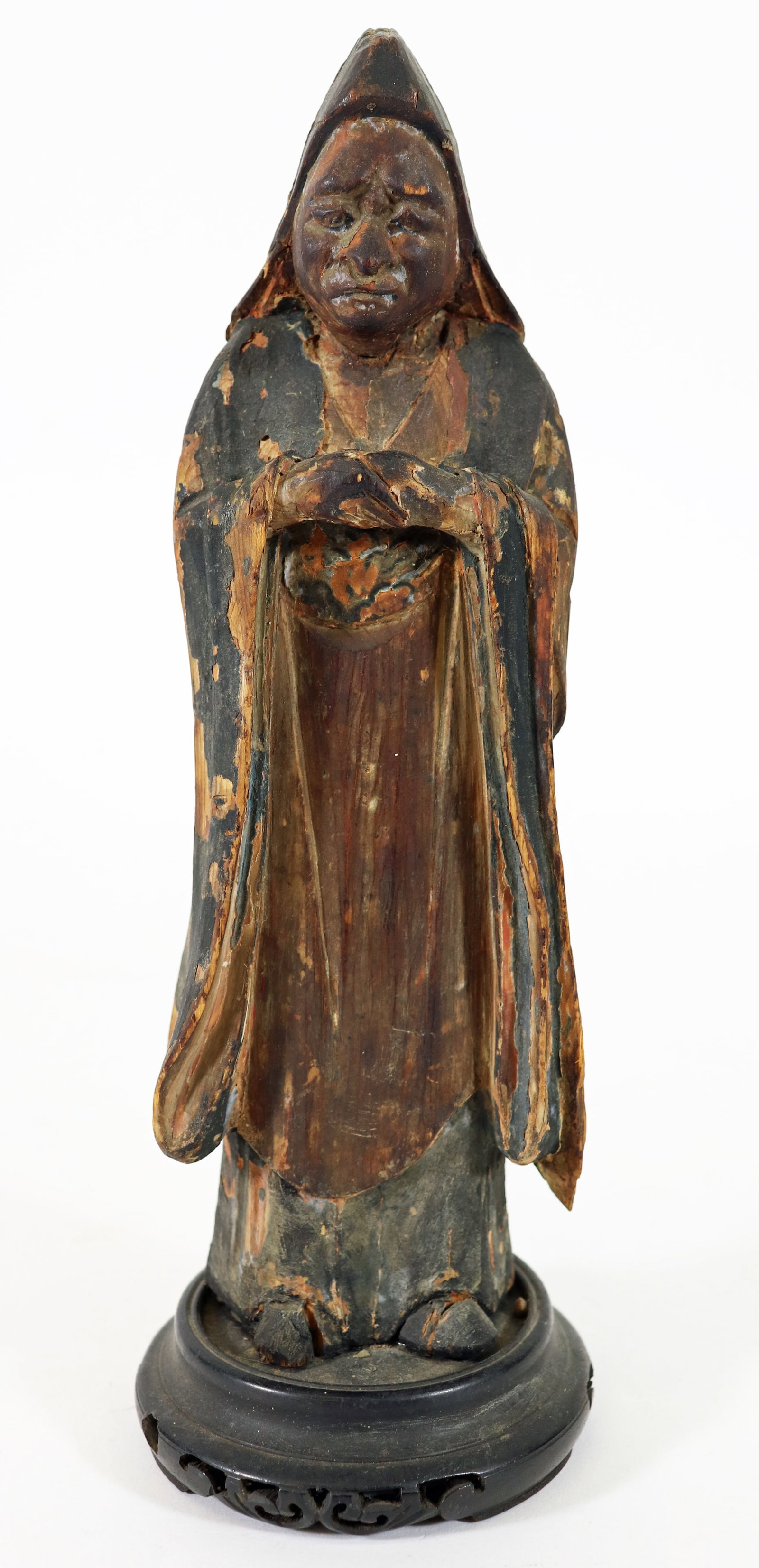 JAPANESE WOOD OKIMONO DARUMA BUDDHIST SCULPTURE (1 of 3)