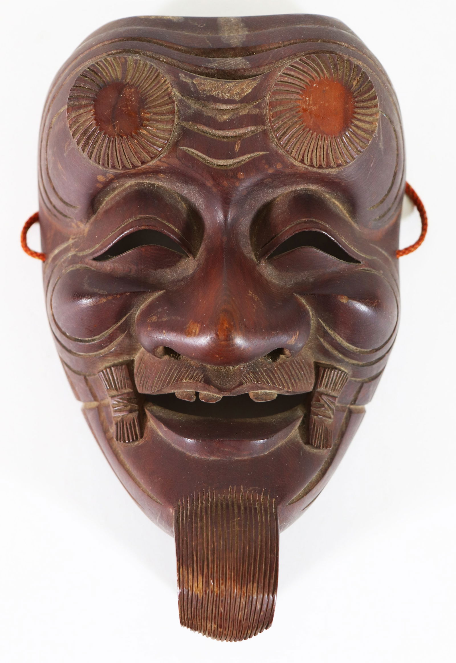 JAPANESE SIGNED CARVED WOOD OKINA MASK (1 of 4)