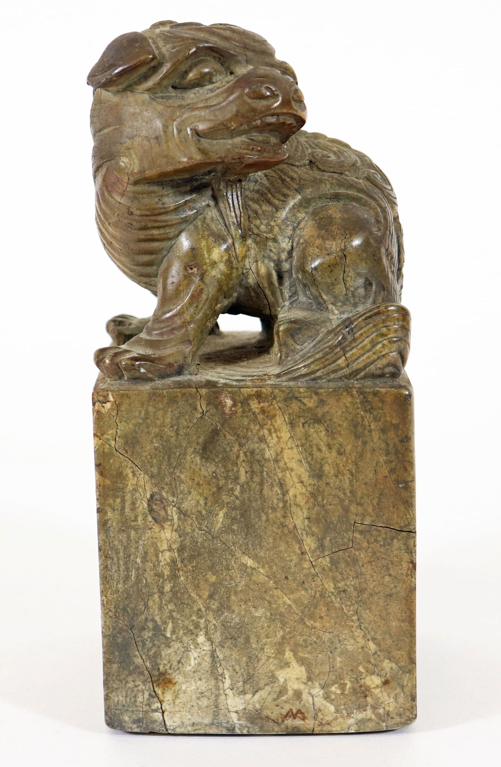 ANTIQUE CHINESE CARVED SOAPSTONE SEAL FOO DOG (1 of 4)