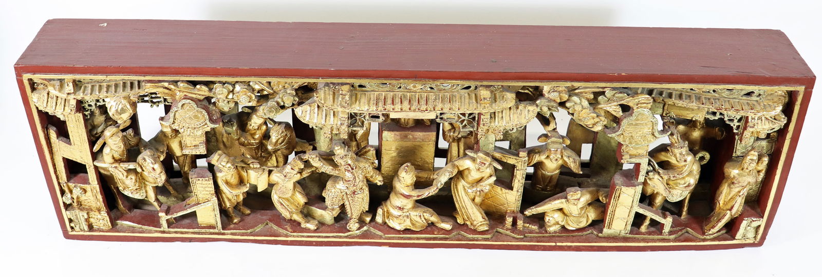 CHINESE CARVED GILT WOOD PANEL - 2