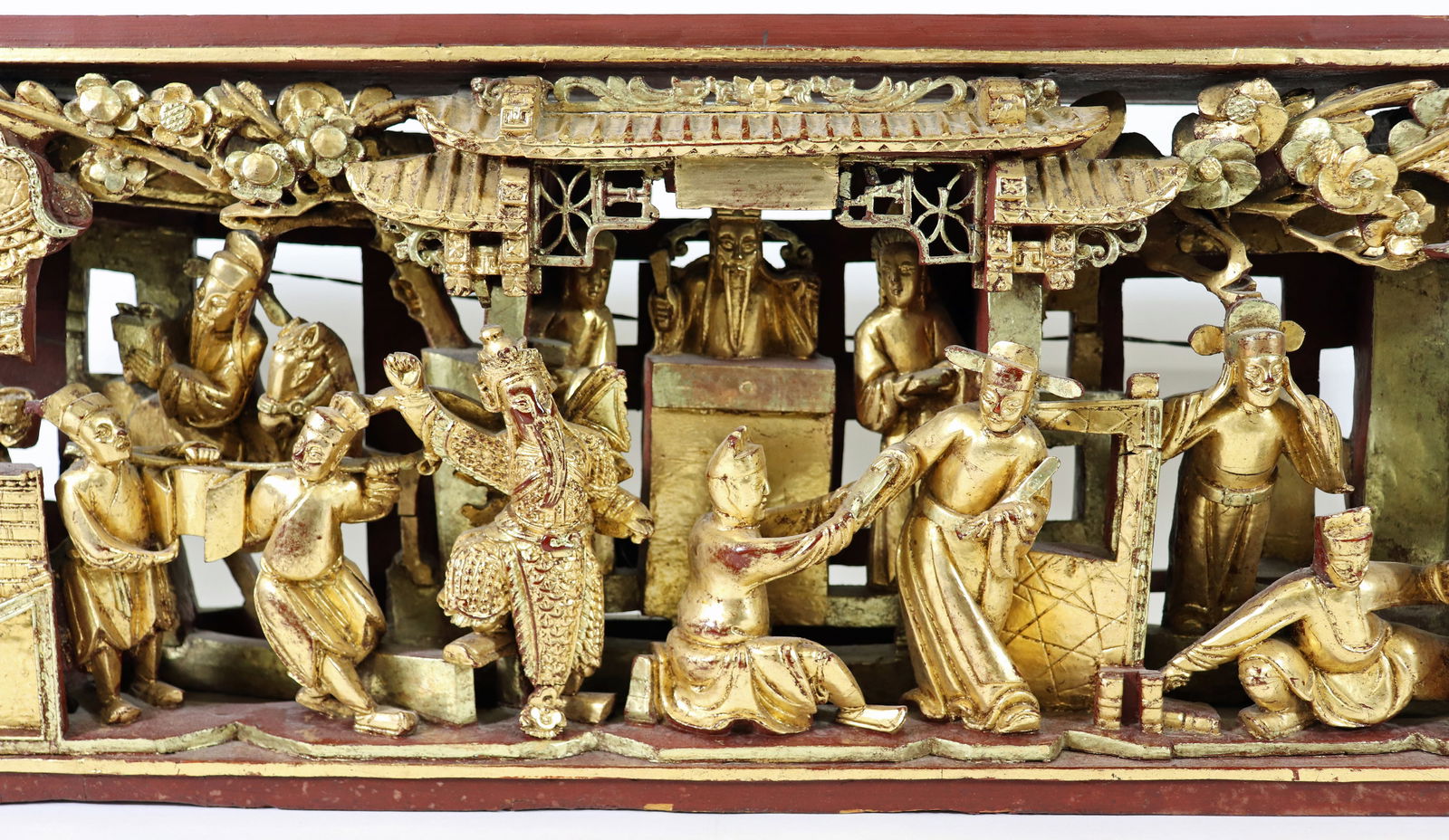 CHINESE CARVED GILT WOOD PANEL - 3