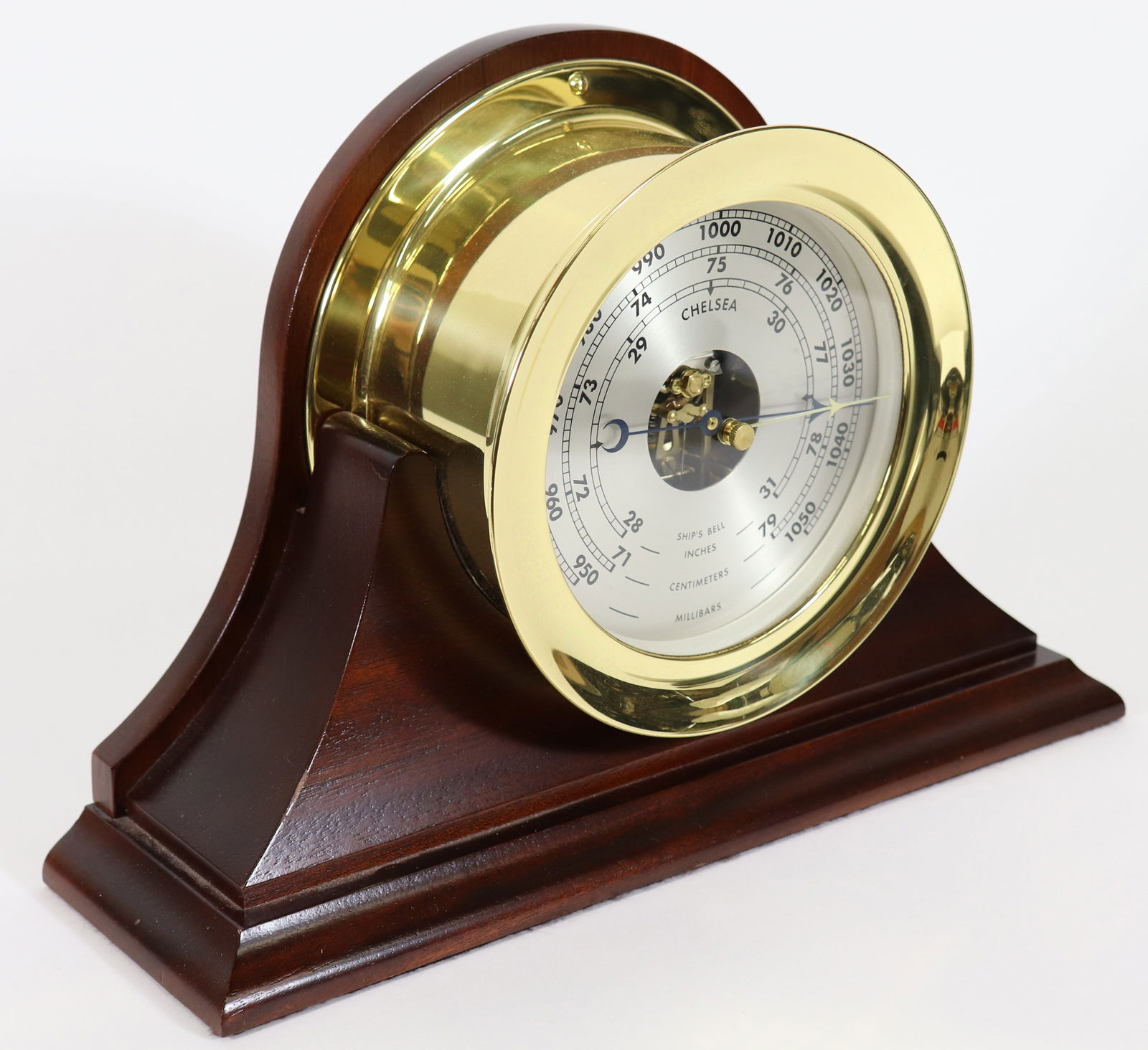 CHELSEA SHIP'S BELL BAROMETER ON STAND - 2