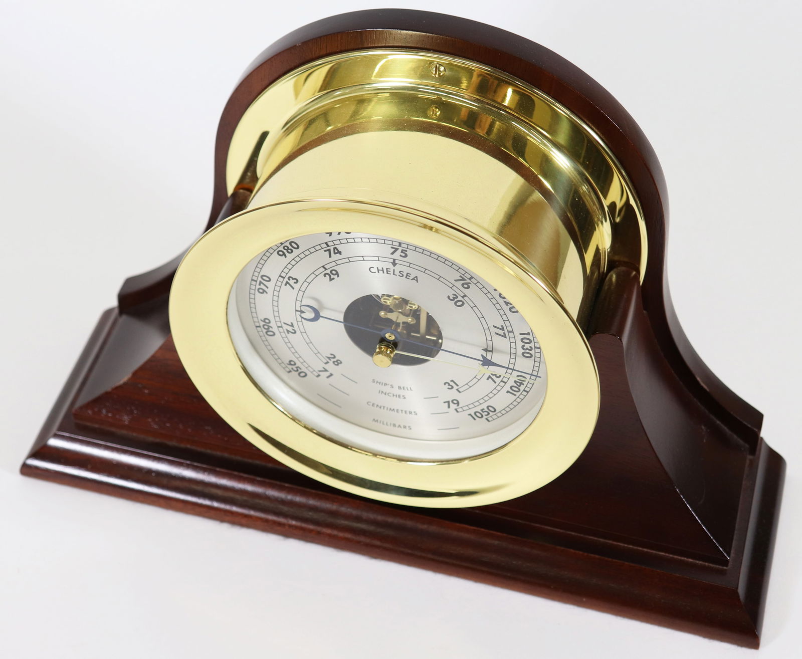 CHELSEA SHIP'S BELL BAROMETER ON STAND - 3