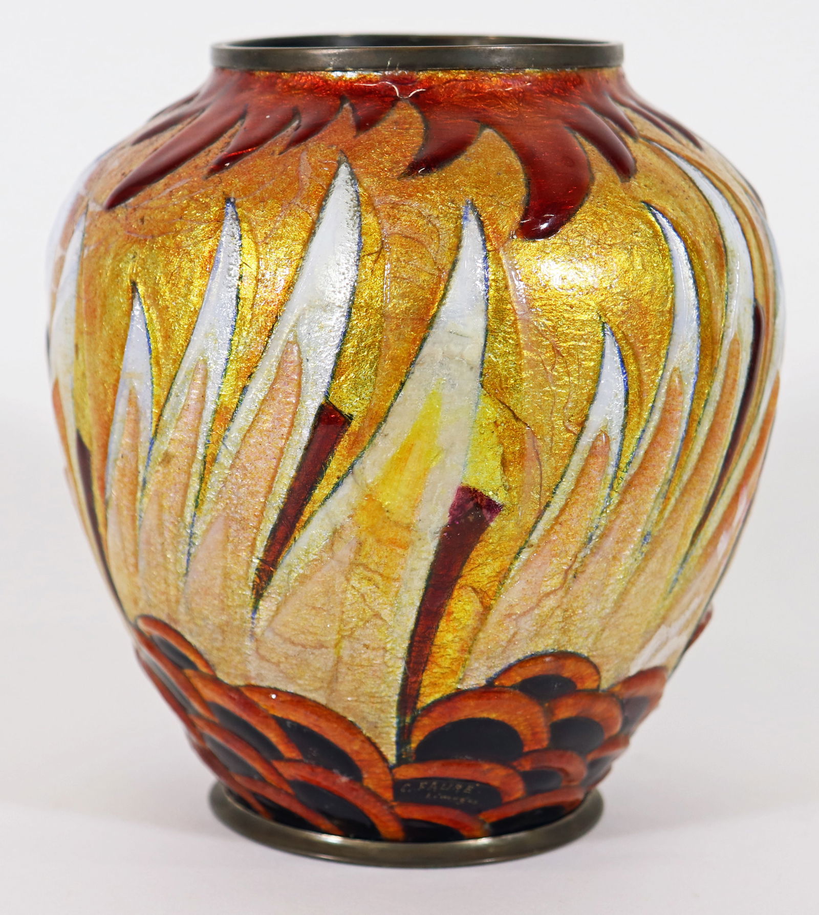 CAMILLE FAURE FRENCH ENAMEL VASE (1 of 4)