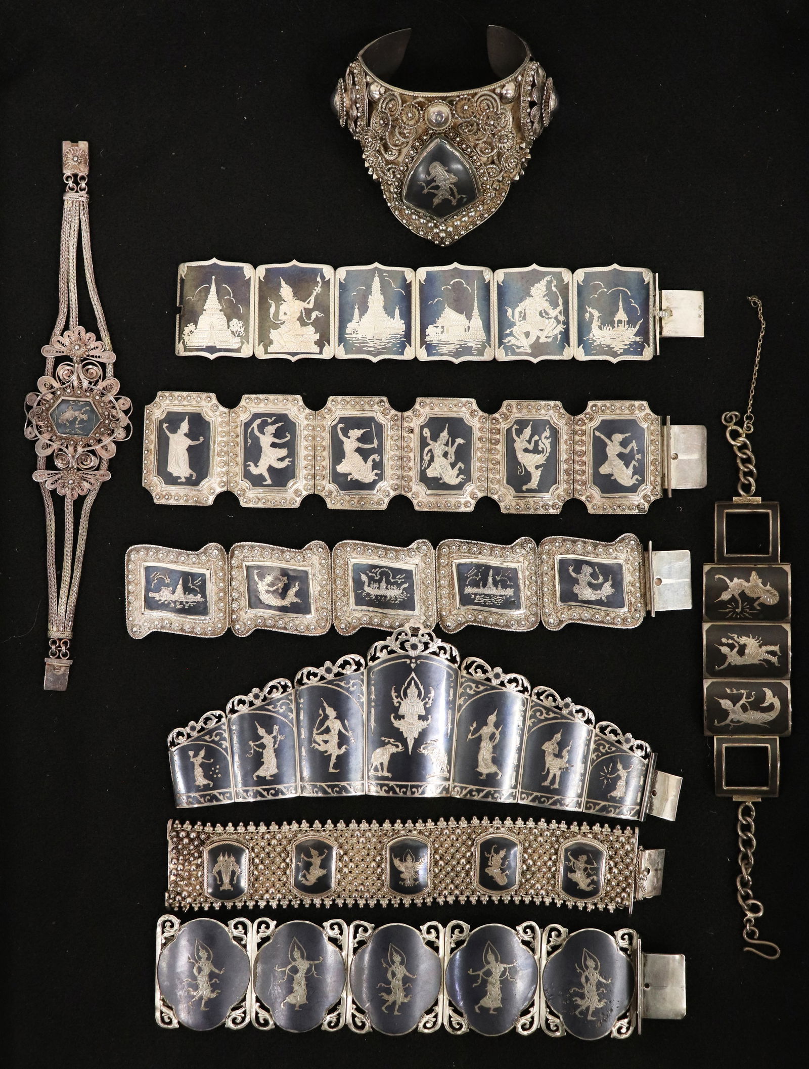 (9) STERLING SILVER NIELLO SIAM BRACELETS (1 of 3)