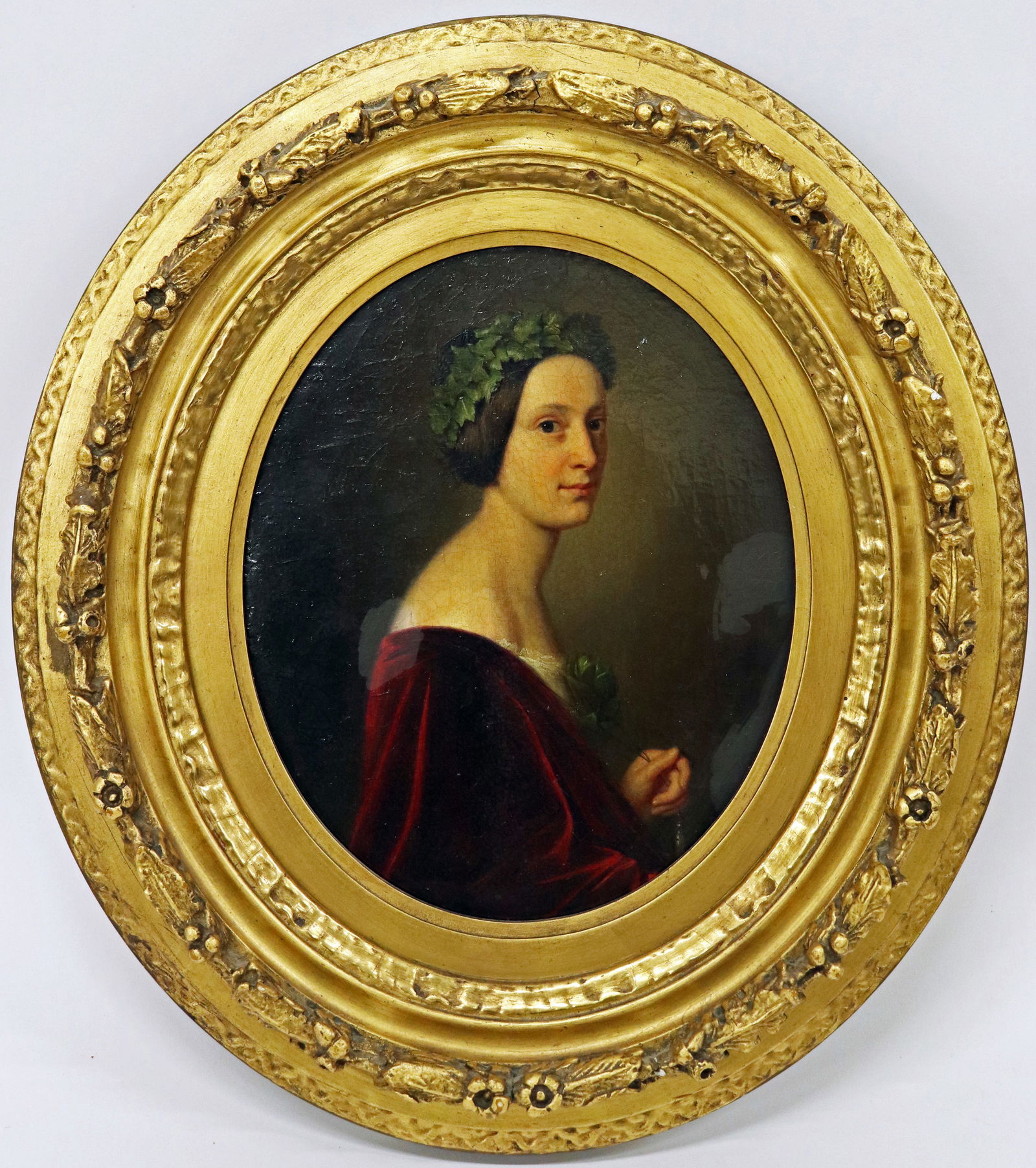 ERNST RESCH AFTER FRANZ XAVIER WINTERHALTER: Ernst Resch (1807-1864) Oil on canvas portrait painting of Madame Mansfield Rudersdorf. Signed and dated Resch 1848 lower right. Measures 12" x 9.25" and 18.25" x 16.25" with frame. Some light gray ar