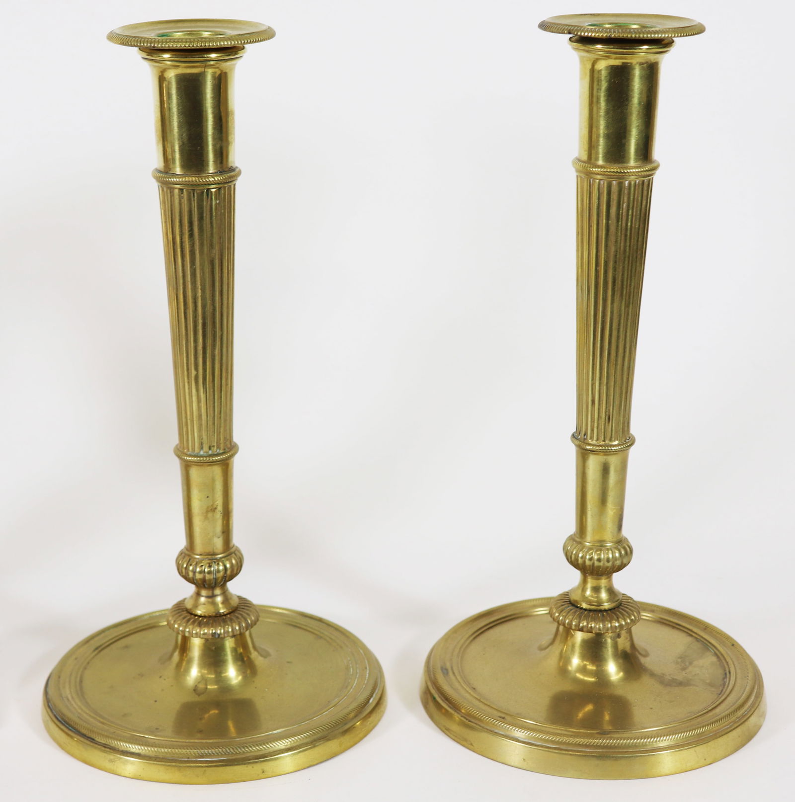 (5) ANTIQUE BRASS CANDLESTICKS - 3