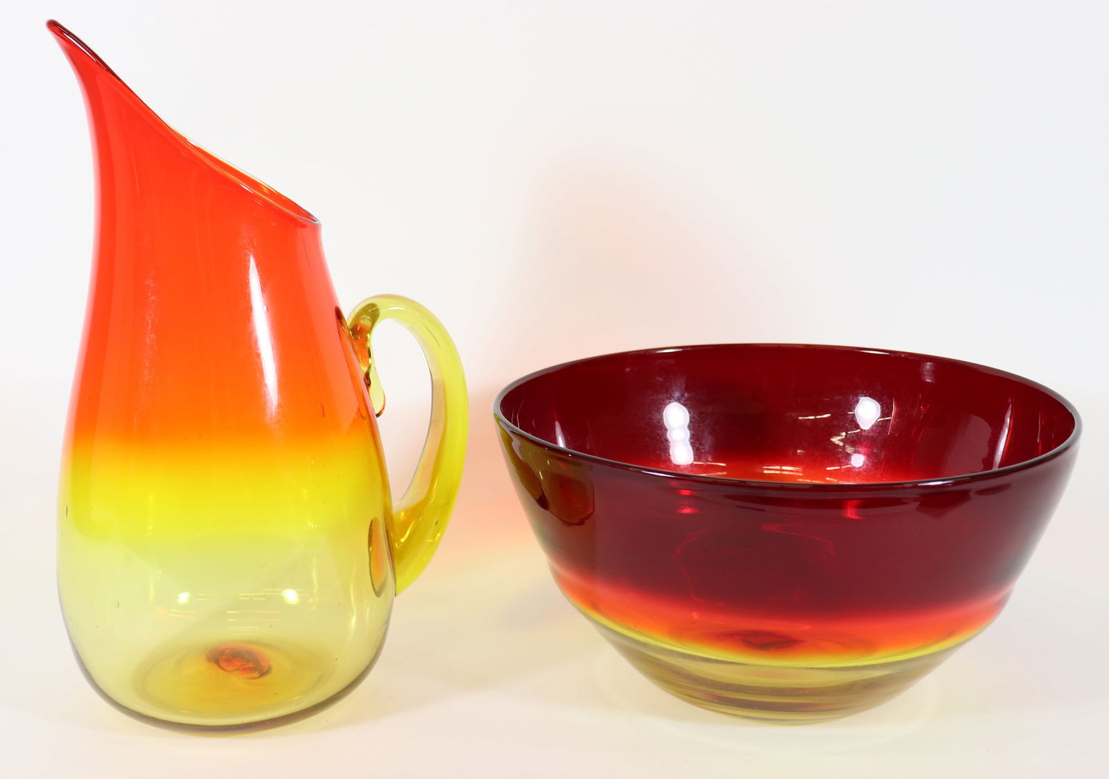 MID CENTURY BLENKO AMBERINA PITCHER & BOWL (1 of 3)