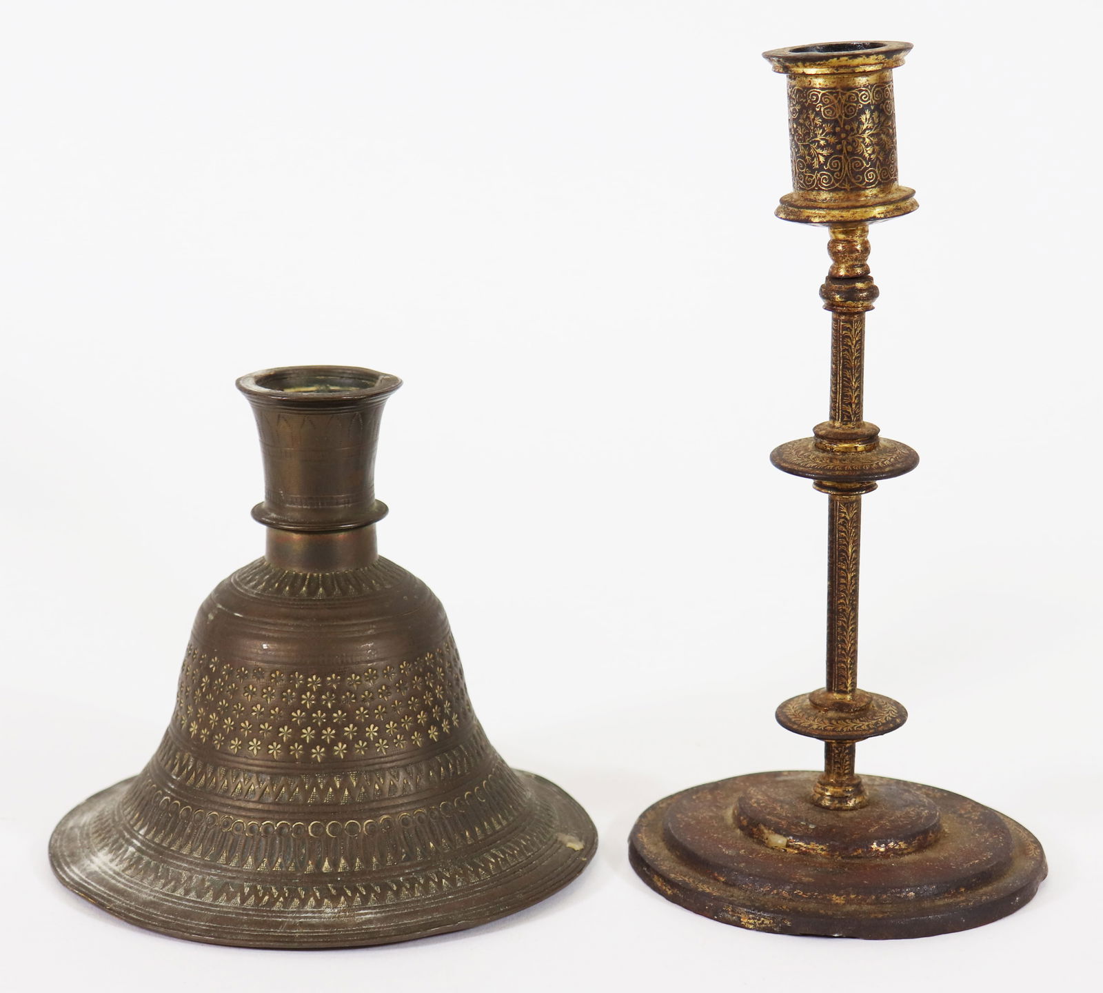 (2) ANTIQUE TIBETAN CANDLE STICK HOLDERS (1 of 3)
