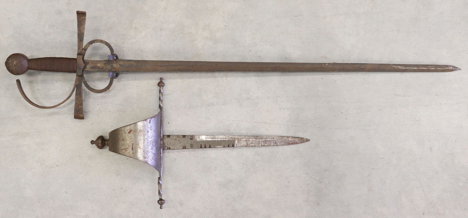 (2) ANTIQUE RAPIER SWORD & MAIN GAUCHE SWORDS (1 of 5)