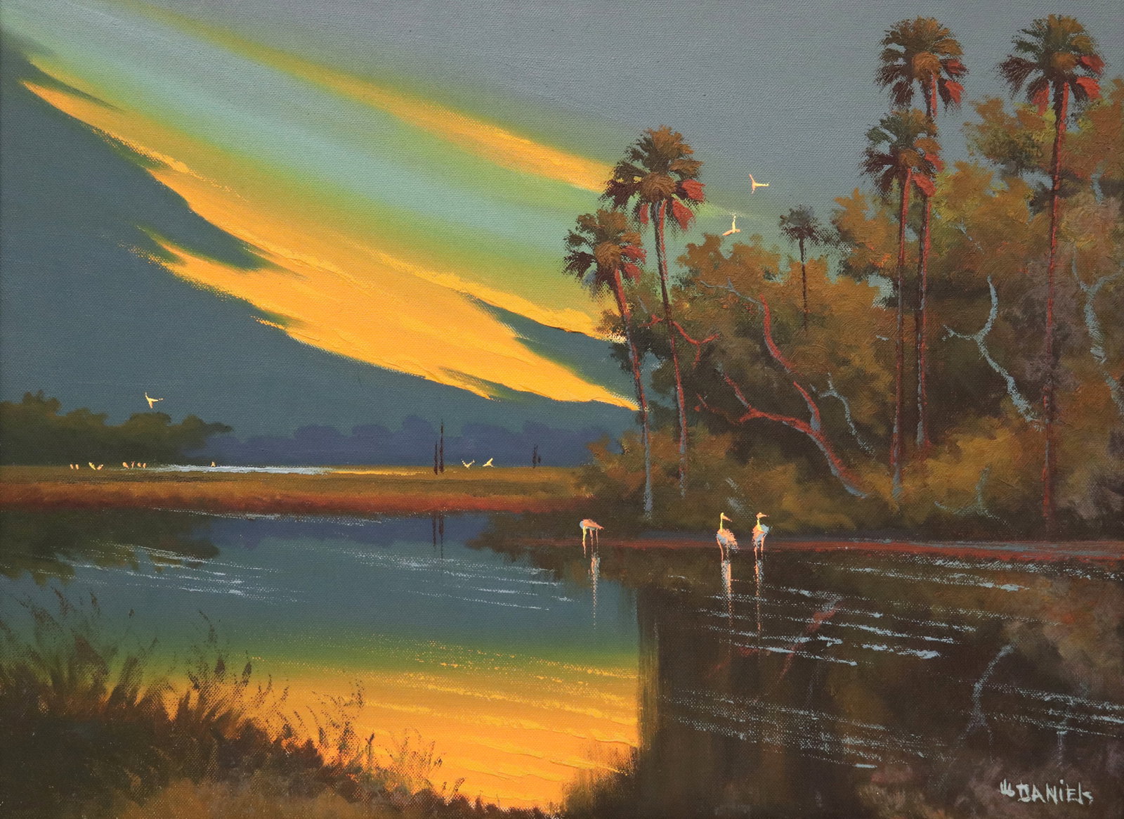 WILLIE DANIELS FIRE SKY SUNSET HIGHWAYMEN PAINTING (1 of 5)