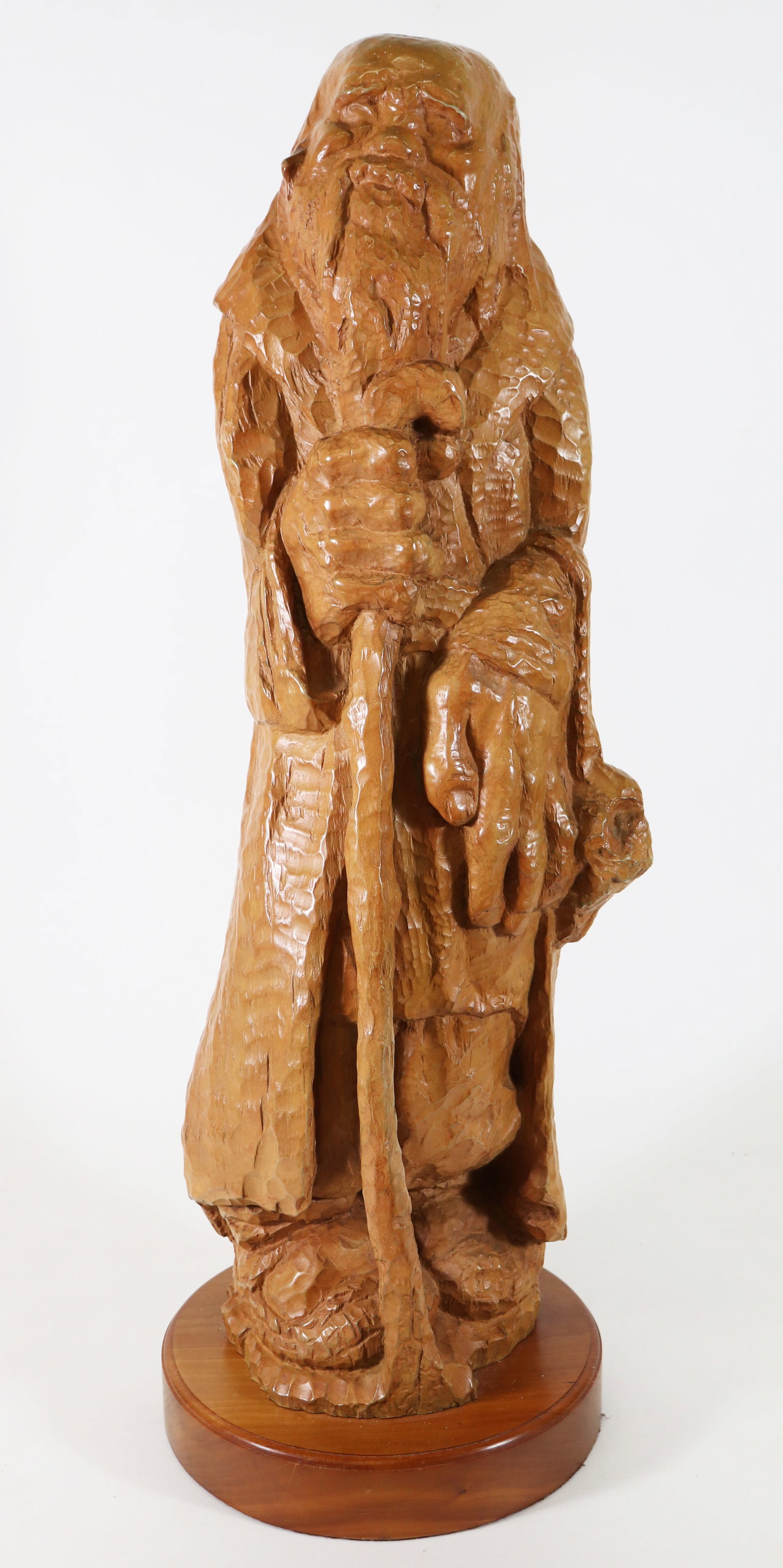 NICOLAI FECHIN "LARGE PILGRIM" BRONZE SCULPTURE: Nicolai Ivanovich Fechin (Russian, 1881-1955) Large bronze sculpture of a standing figure. Inscribed N.F 15/21 Gerald Peters Gallery 1997 SF. Measures 28.5" tall 9" wide at base. Bronze has a great co