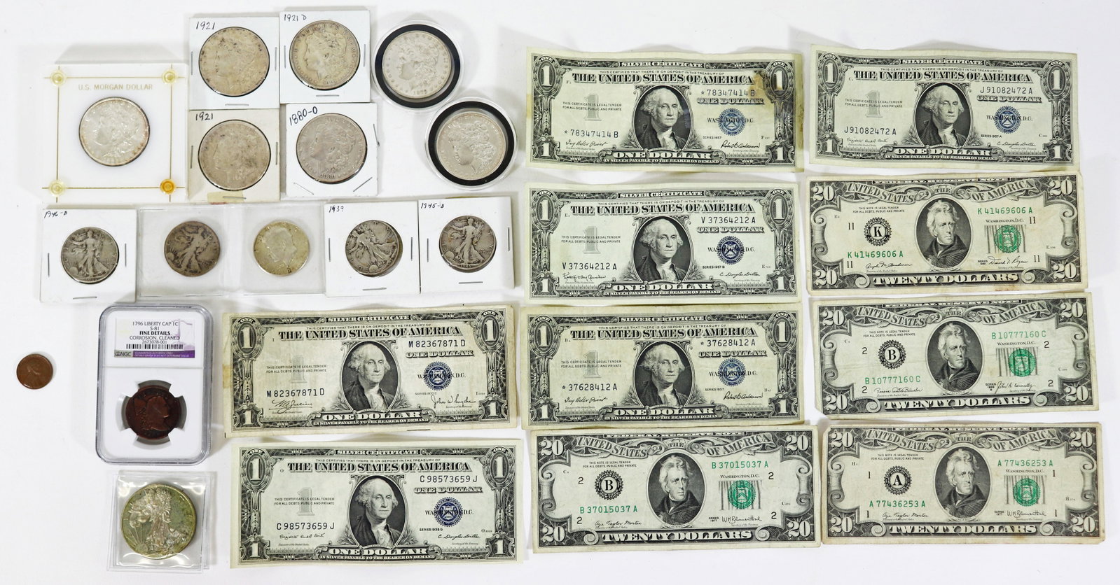 U.S. COINS, SILVER DOLLARS, & NOTE COLLECTION (1 of 5)