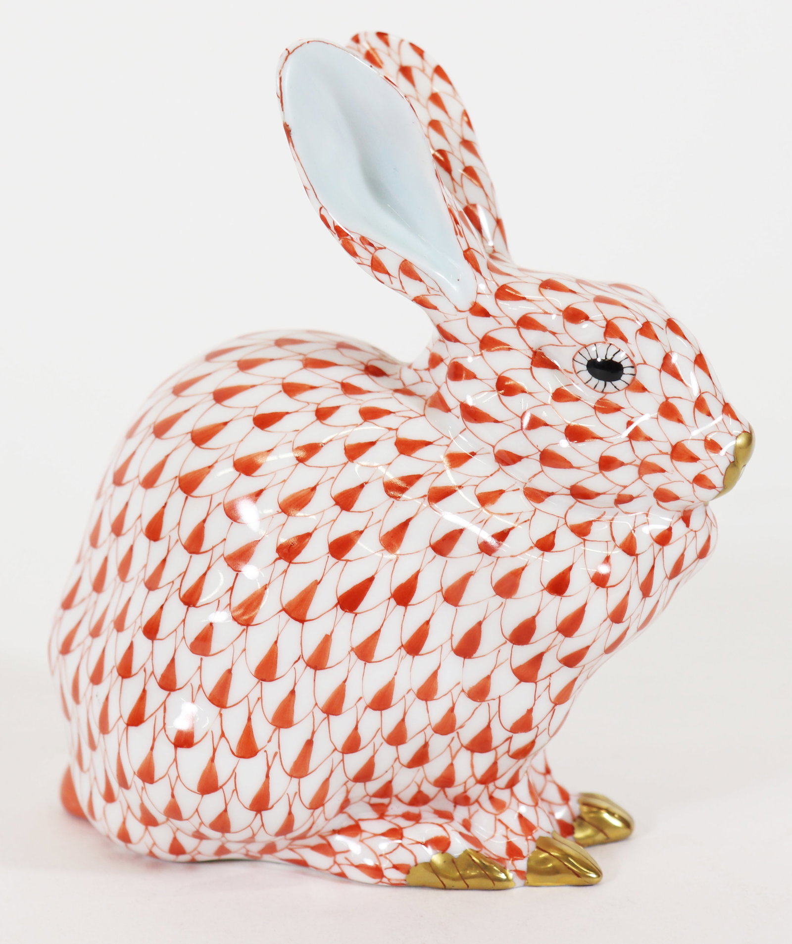HEREND RED FISHSET RABBIT FIGURINE (1 of 2)