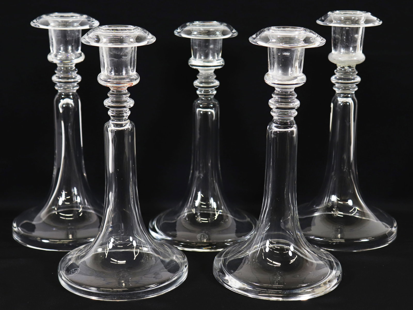 (5) BACCARAT FRANCE GLASS CANDLESTICK HOLDERS (1 of 2)