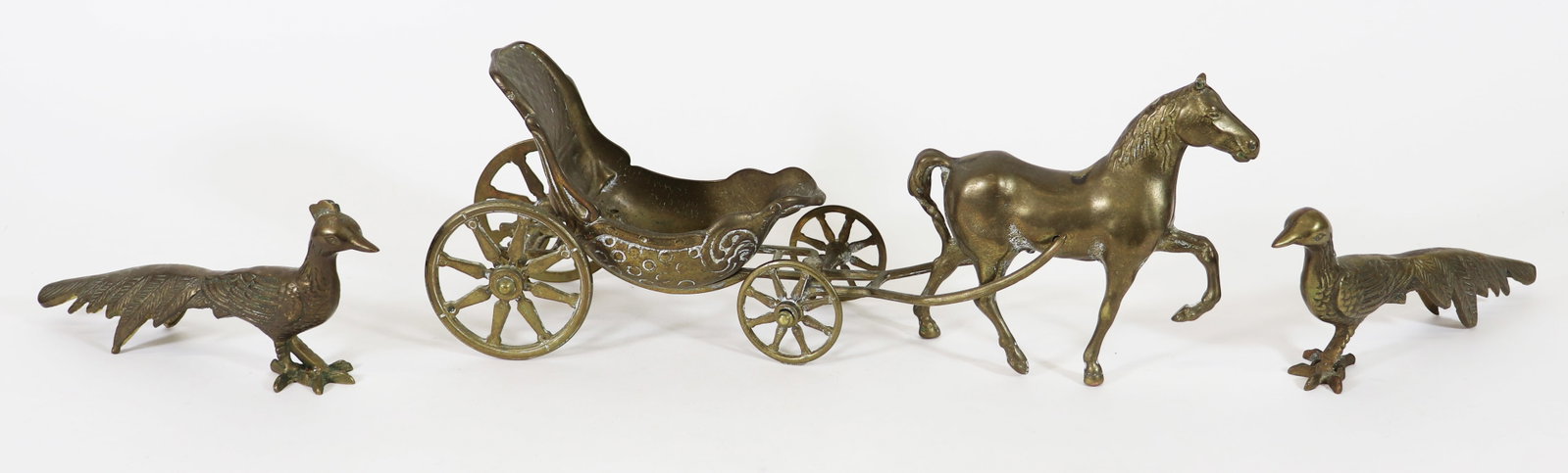 BRASS HORSE CARRIAGE & PHEASANT BIRDS (1 of 2)