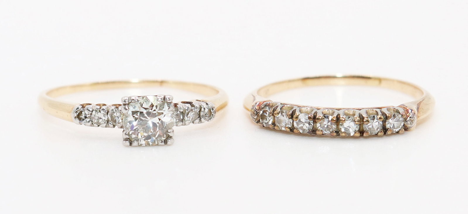 VINTAGE 14K DIAMOND WEDDING RING & DIAMOND BAND (1 of 3)