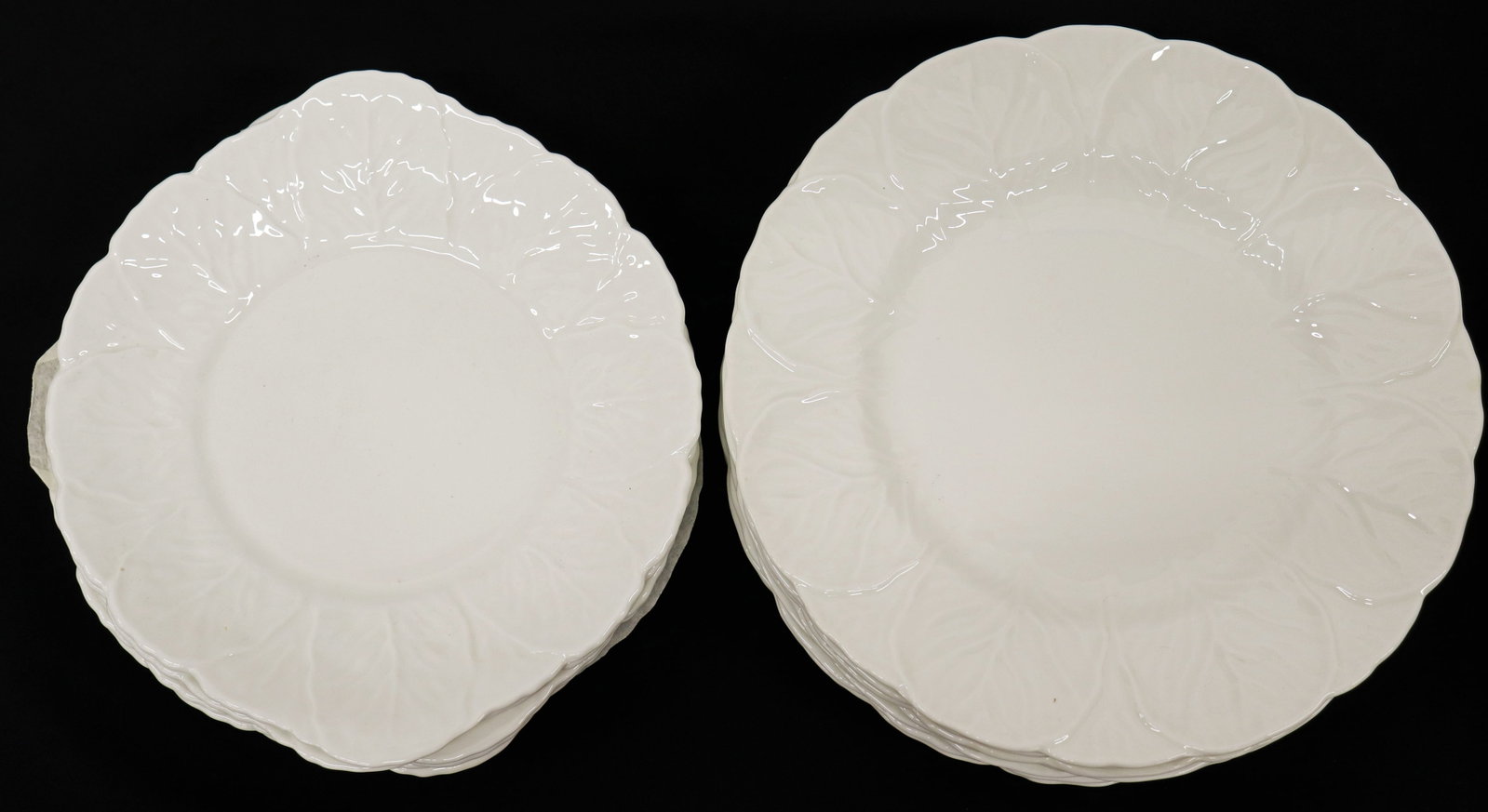 (14) VINTAGE COALPORT COUNTRYWARE PLATES: Collection of vintage white Coalport Countryware plates including (8) dinner plates 10.75" and (6) salad plates 10". Plates have a leaf design.