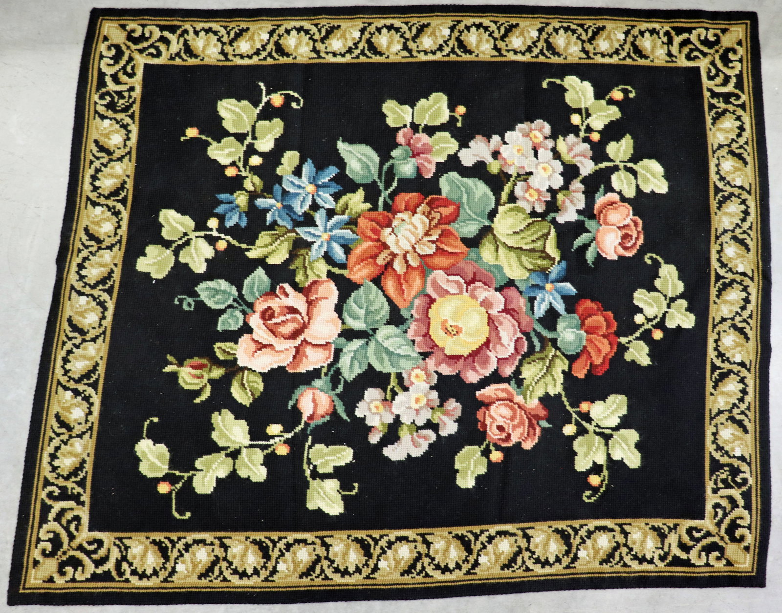 VINTAGE WOOL HAND KNOTTED NEEDPOINT RUG (1 of 2)