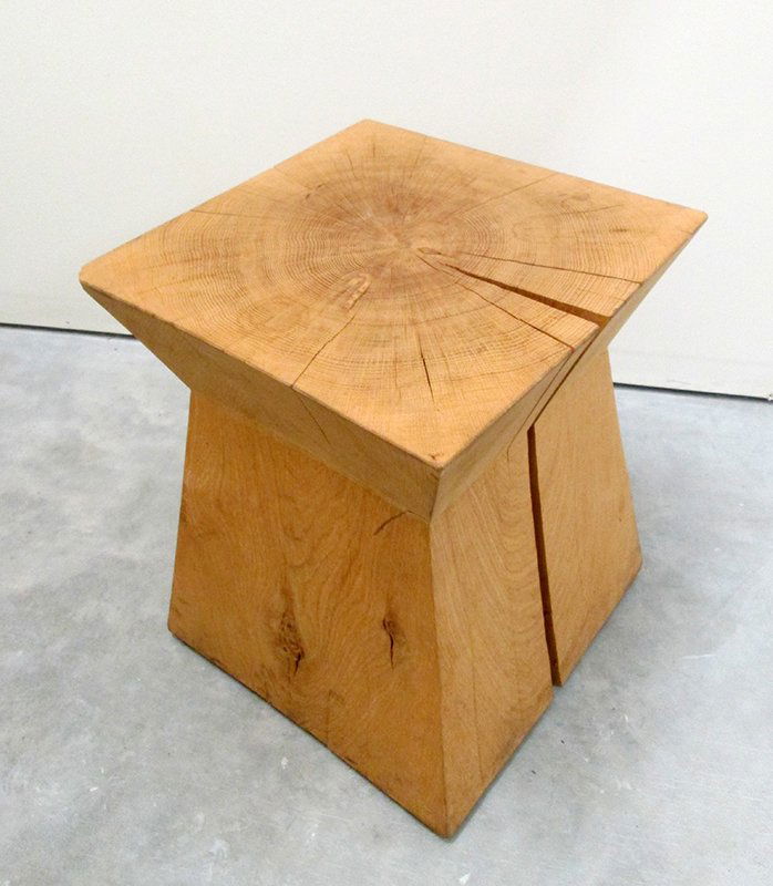 CHRISTIAN LIAIGRE HOLLY HUNT OAK TABLE: Solid oak & steel side table. Marked Christian Liaigre Holly Hunt. Measures 14 3/4" x 14 3/4" wide 20" tall. Two corners have some losses, otherwise appears to be in very good condition.